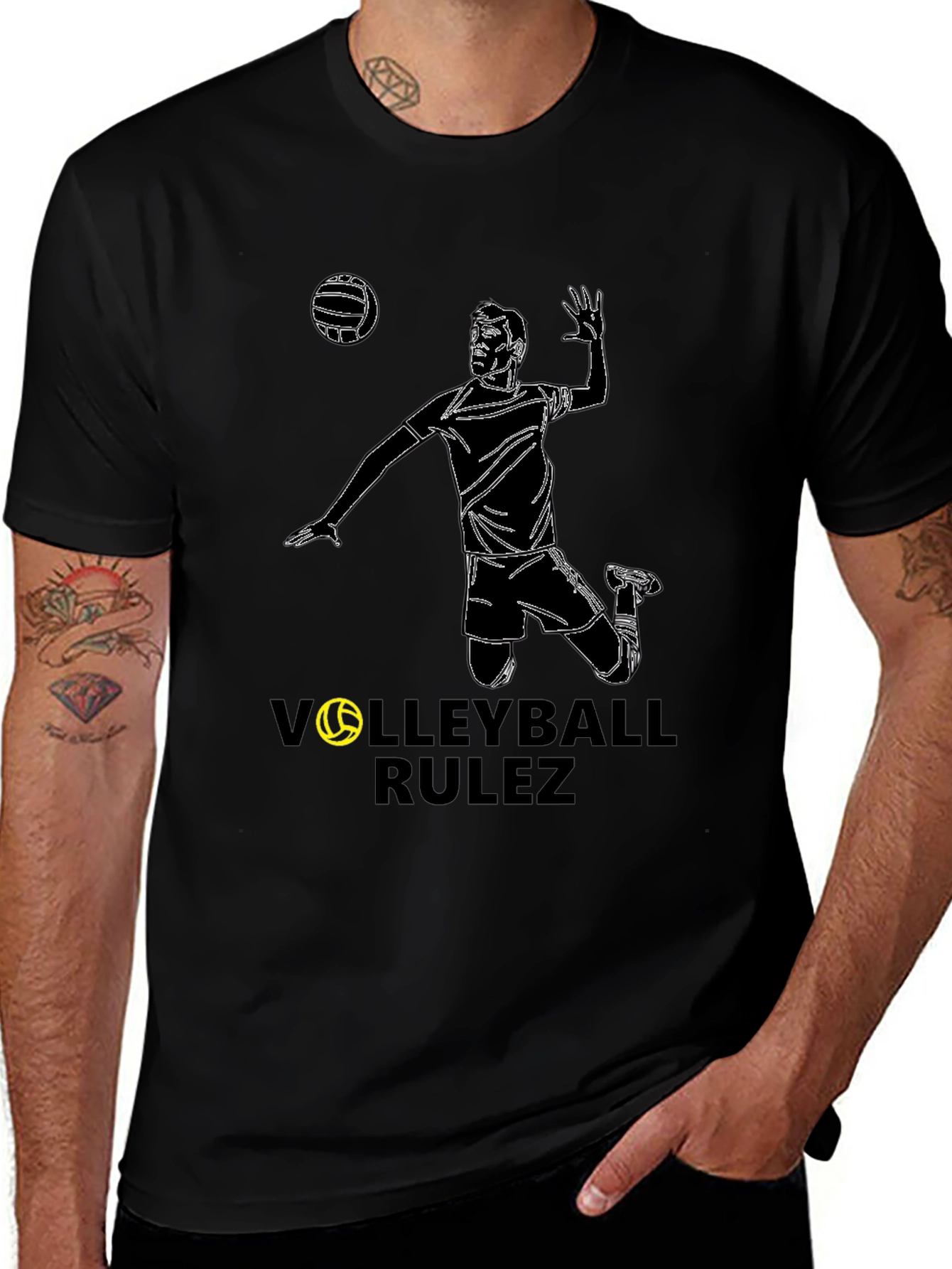 Variant 18 of Volleyball Rulez Black T-Shirt - Stylish Sportswear