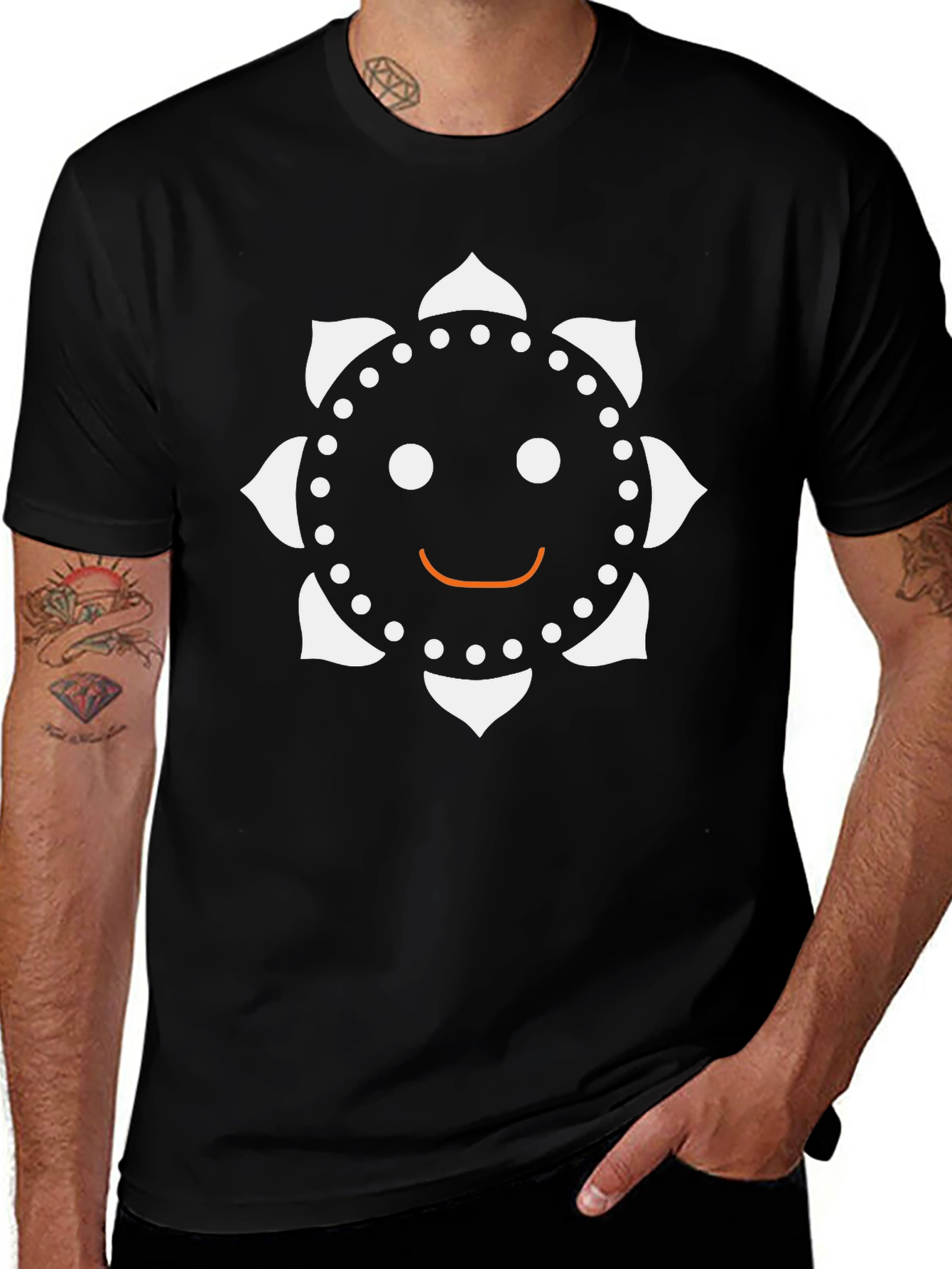 Variant 19 of Funky Smiley Face Graphic Black T-Shirt