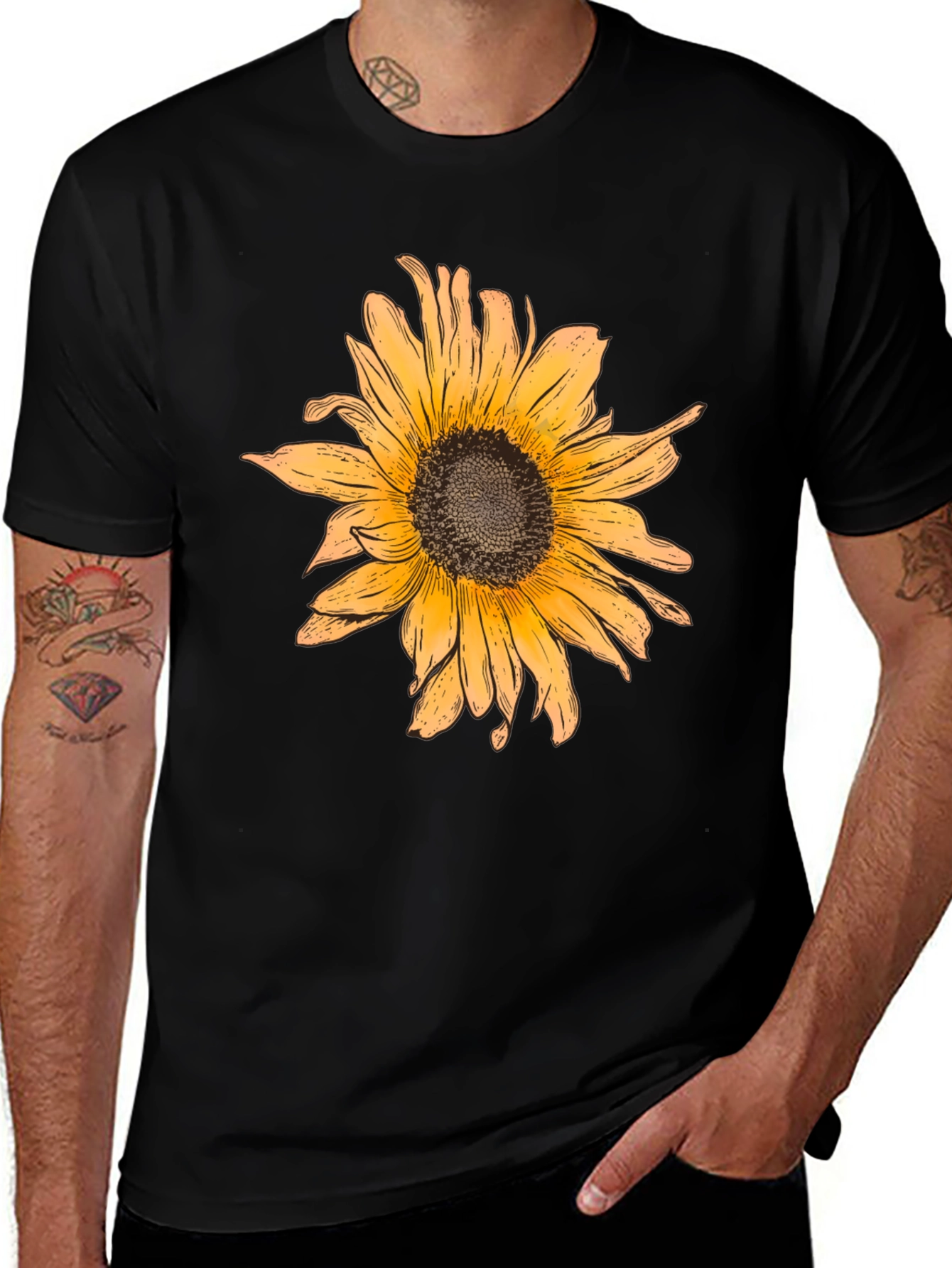 Variant 12 of Sunflower Graphic Print Black T-Shirt