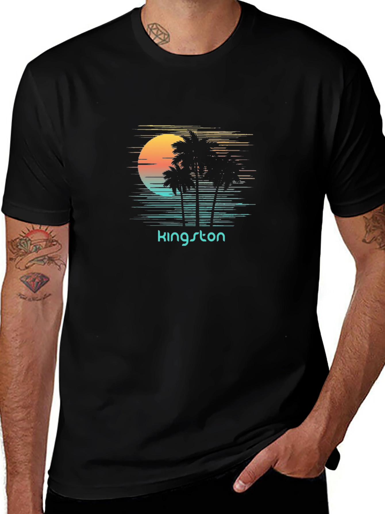 Variant 4 of Kingston Retro Palm Sunset Graphic Tee