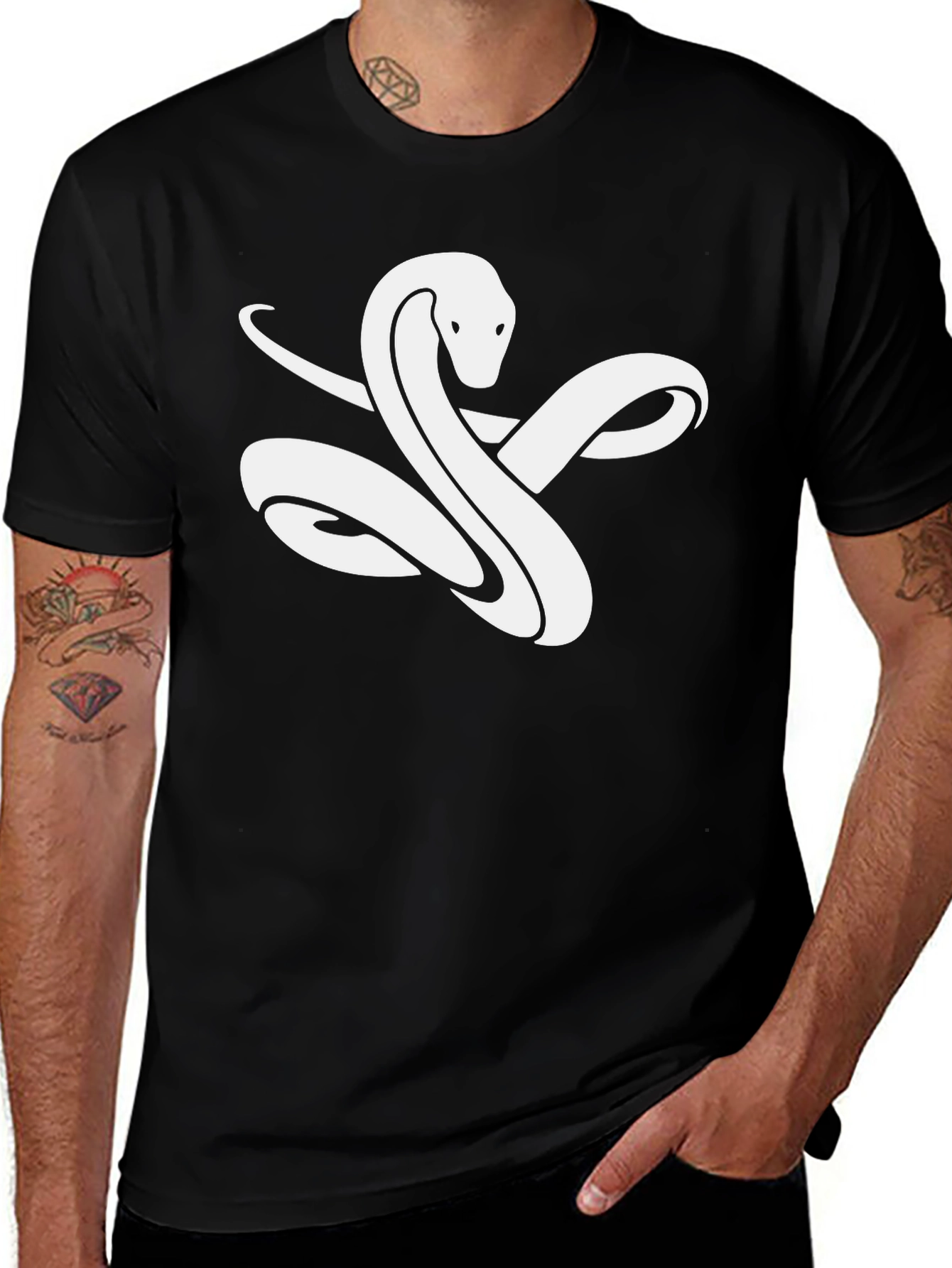 Variant 14 of Snake Graphic Tee - Black Cotton T-Shirt
