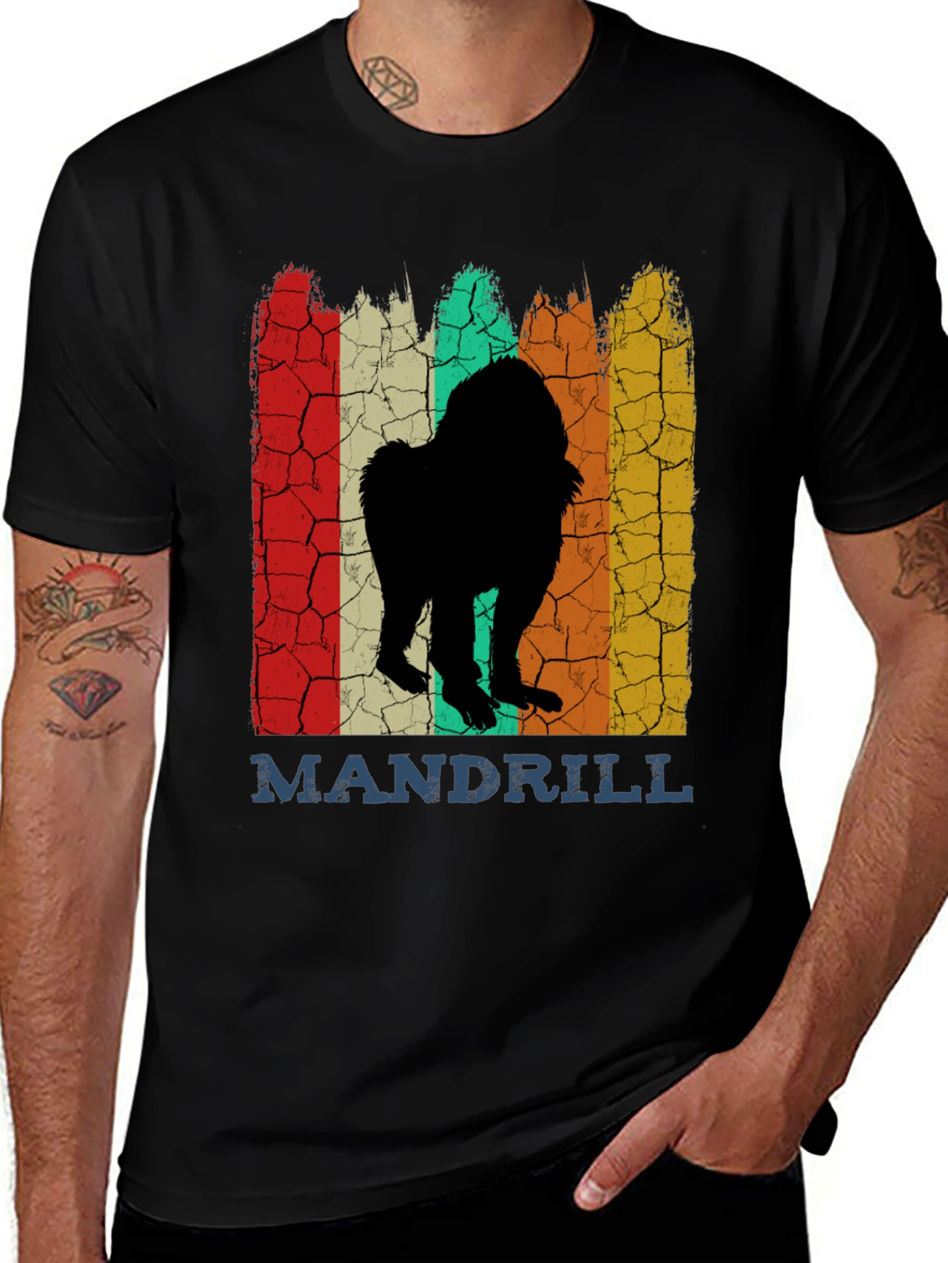 Variant 24 of Mandrill Retro Graphic T-Shirt - Classic Crew Neck Tee