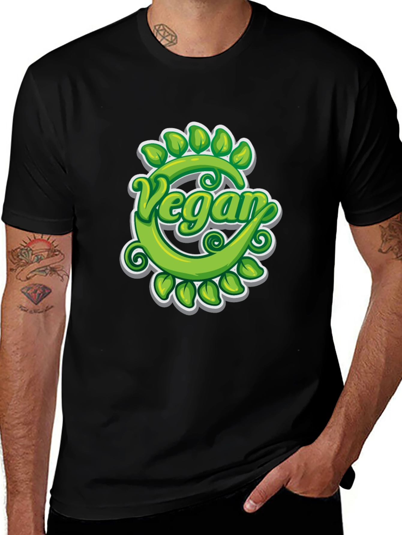 Variant 11 of Vegan T-Shirt - Green Leaf Design