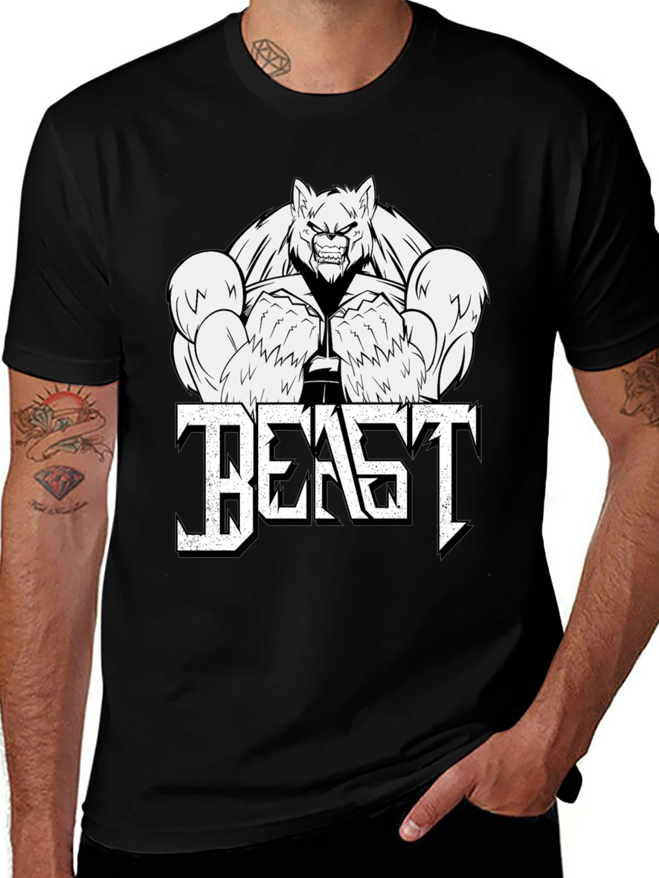 Variant 4 of Beast Mode Graphic T-Shirt - Black Cotton Tee