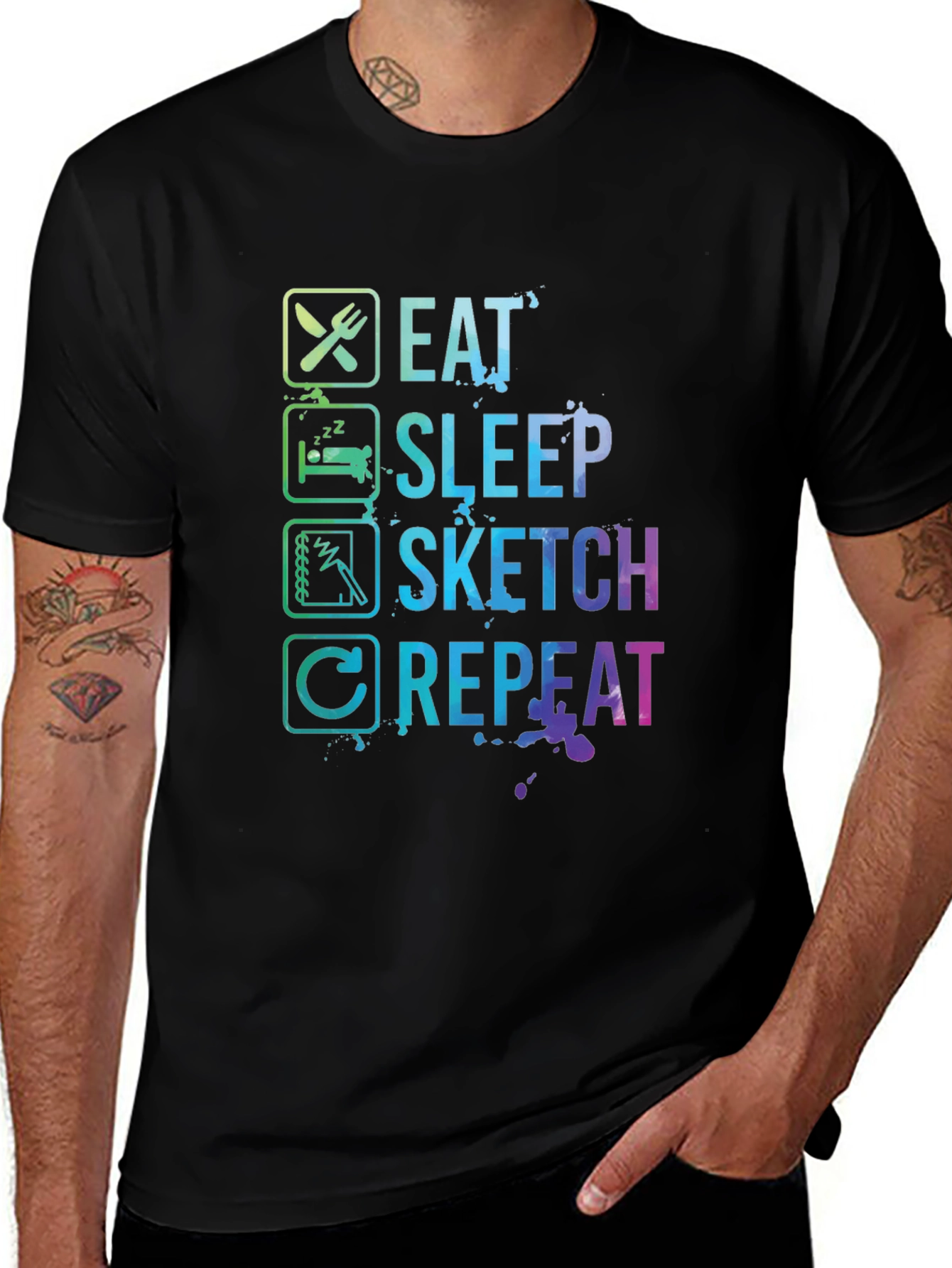 Variant 8 of Eat Sleep Sketch Repeat Graphic Tee