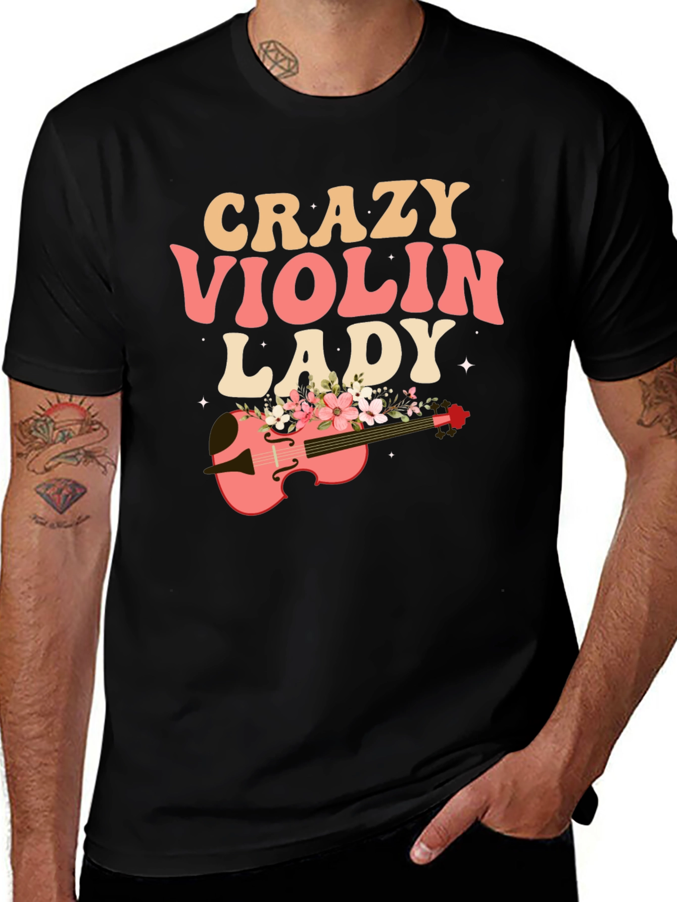 Variant 20 of Crazy Violin Lady T-Shirt - Musical Tee for Women