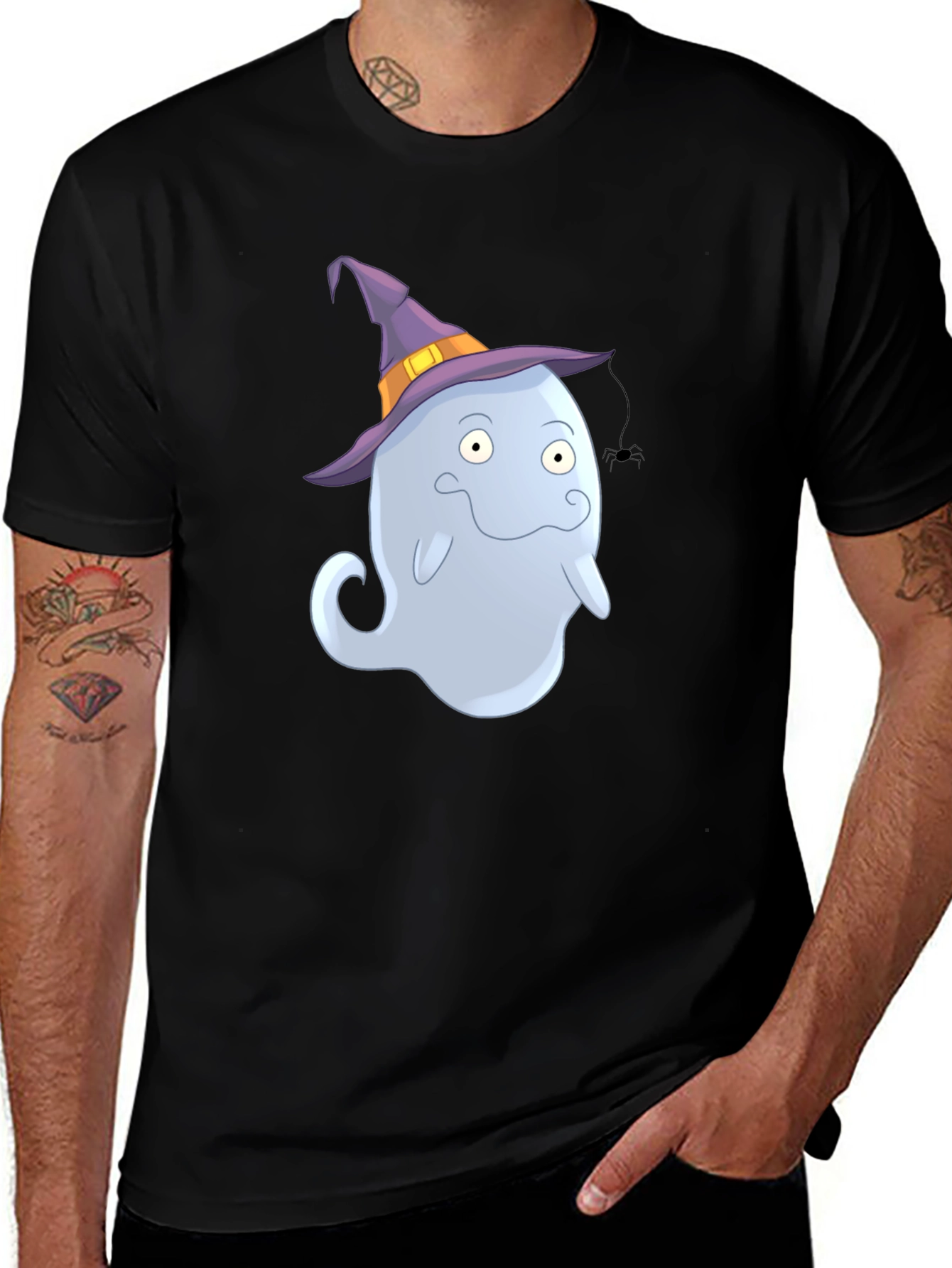Ghost in Witch Hat Halloween T-Shirt
