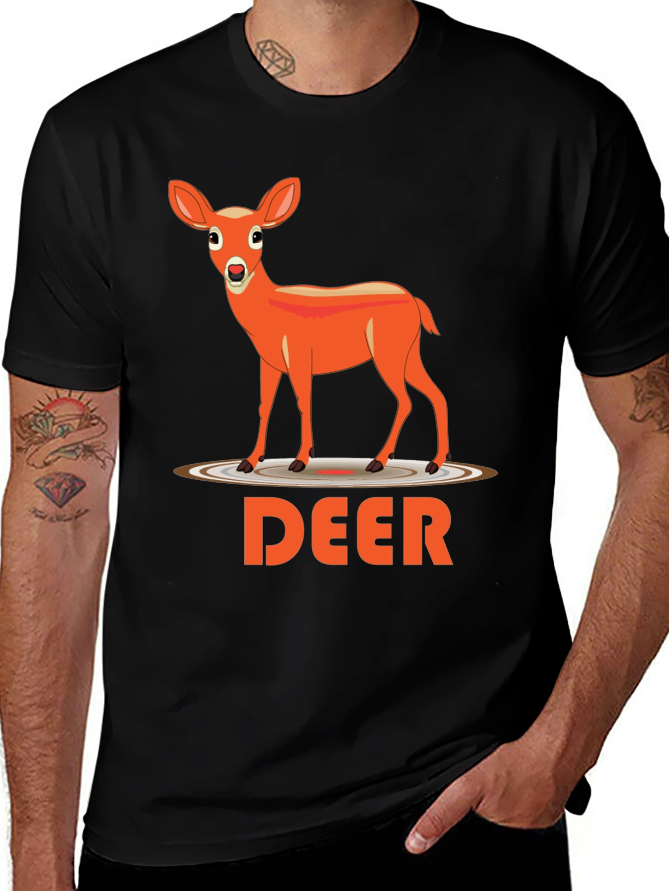 Variant 11 of Deer Graphic Tee - Black Casual Shirt
