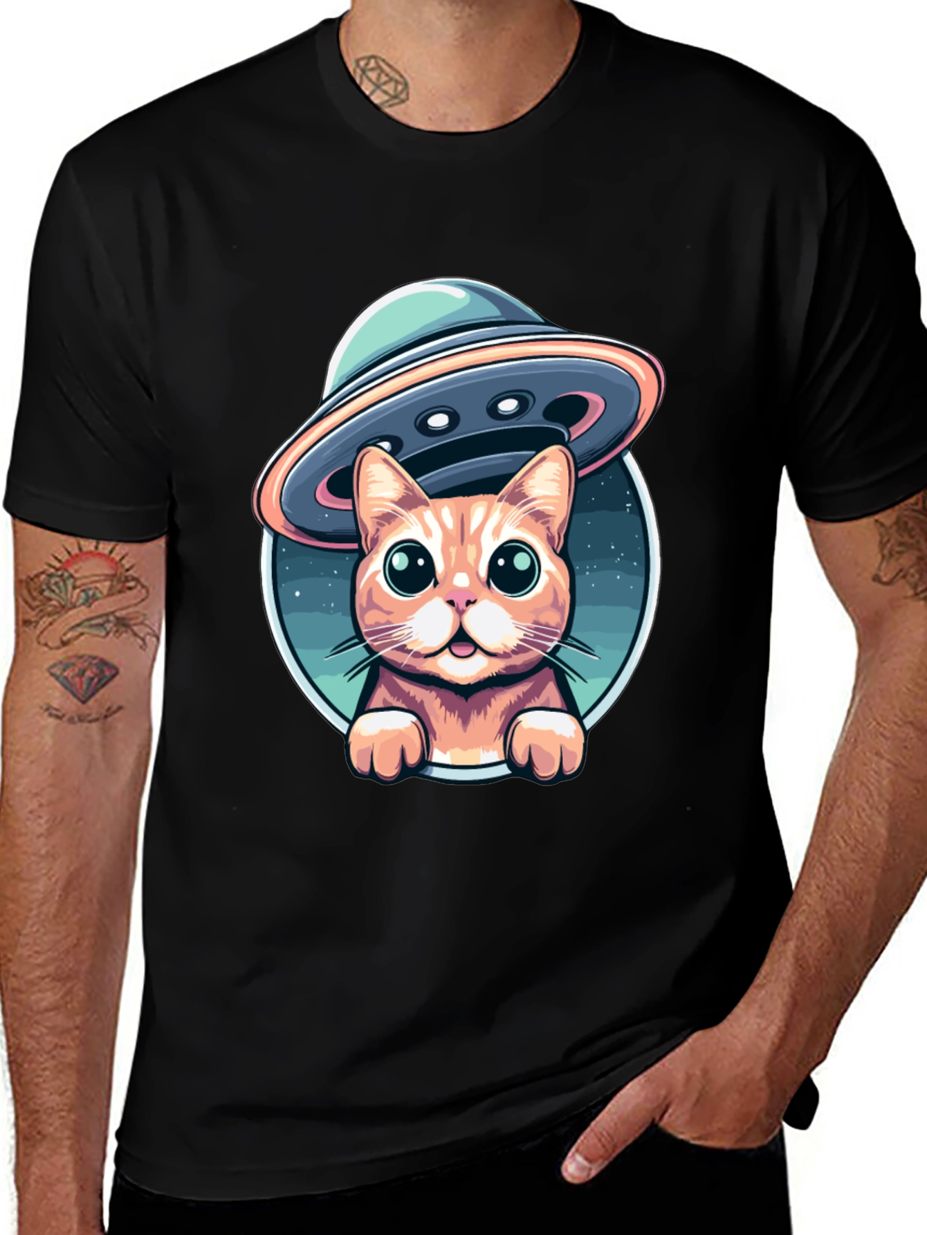 Variant 13 of Cat Abduction UFO Graphic T-Shirt