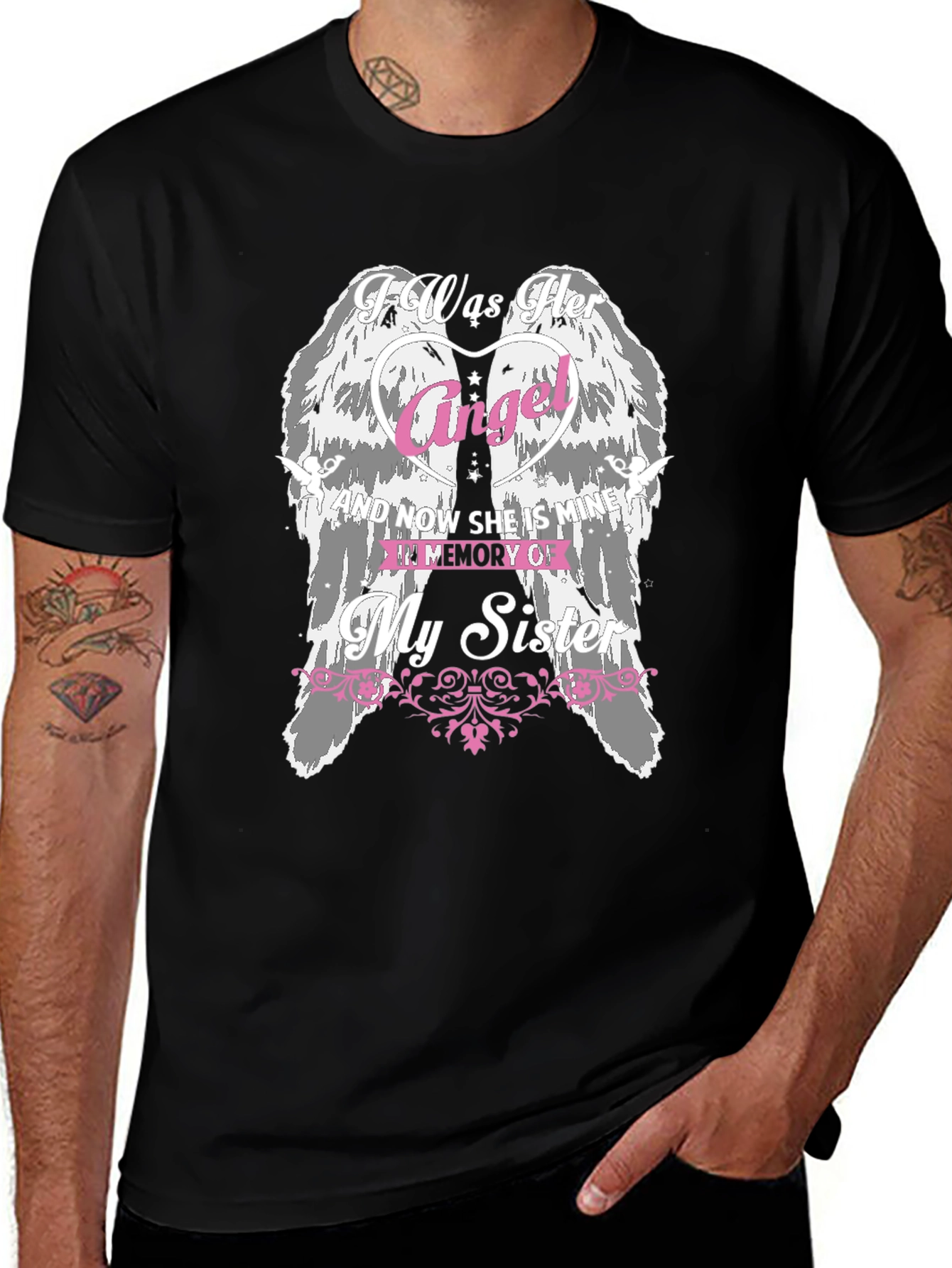 Variant 21 of Angel Wings 'My Sister' Memorial T-Shirt