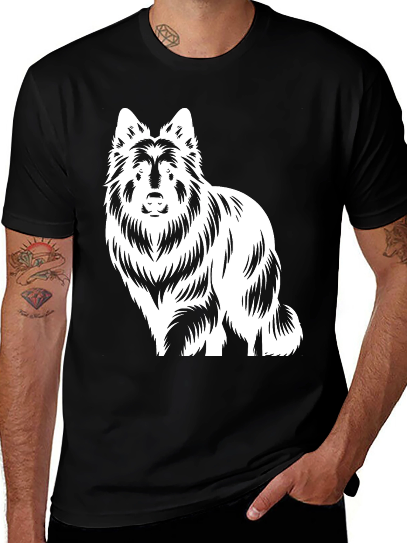 Variant 8 of Dog Graphic Tee - Stylish Black Cotton Blend T-Shirt