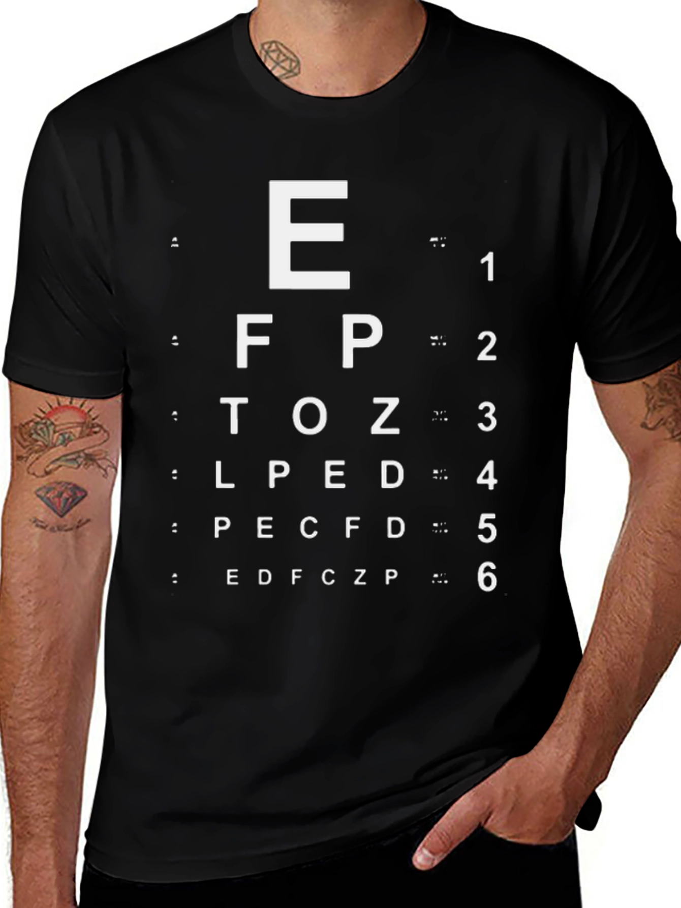 Eye Chart Graphic Tee - Vision Test Novelty Shirt