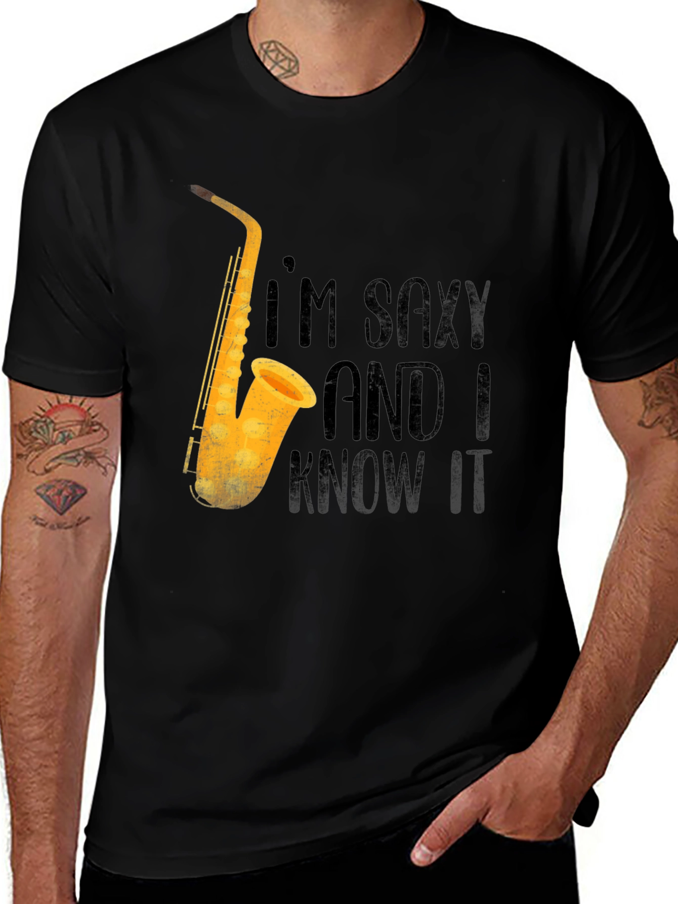 Variant 23 of I'm Saxy and I Know It Black T-Shirt