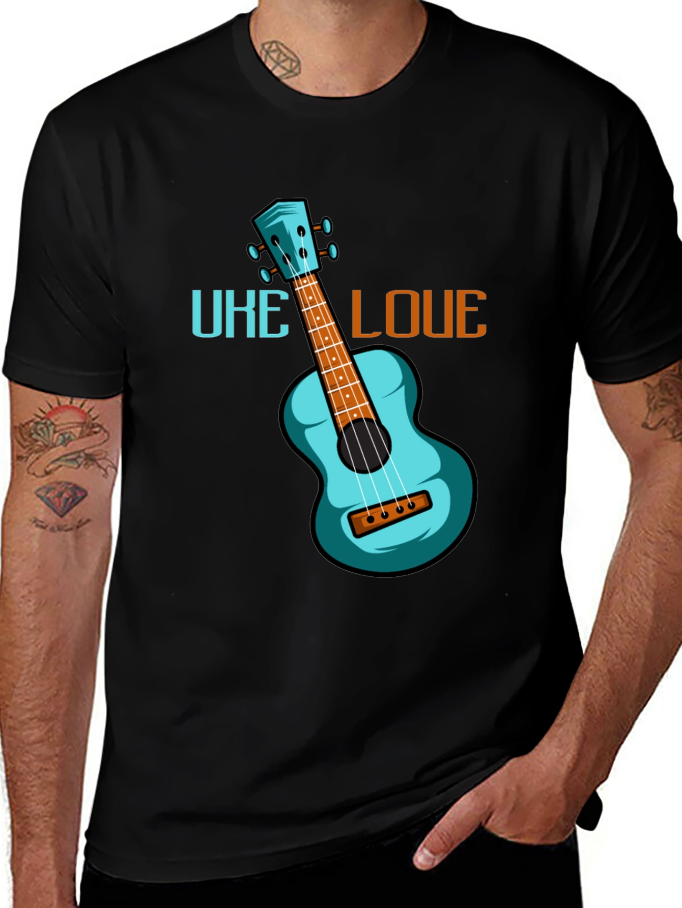 Variant 20 of Uke Love Graphic T-Shirt - Black Casual Tee