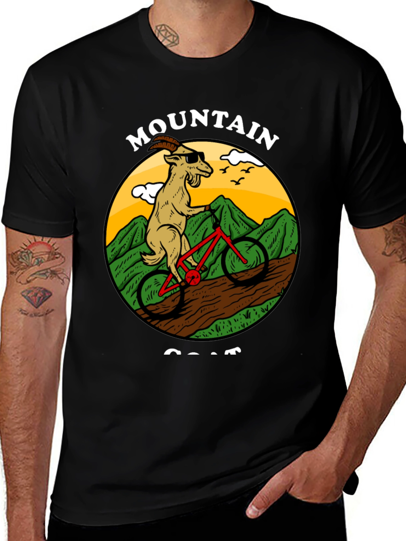 Variant 14 of Mountain Goat Biking T-Shirt - Cool Outdoor Design
