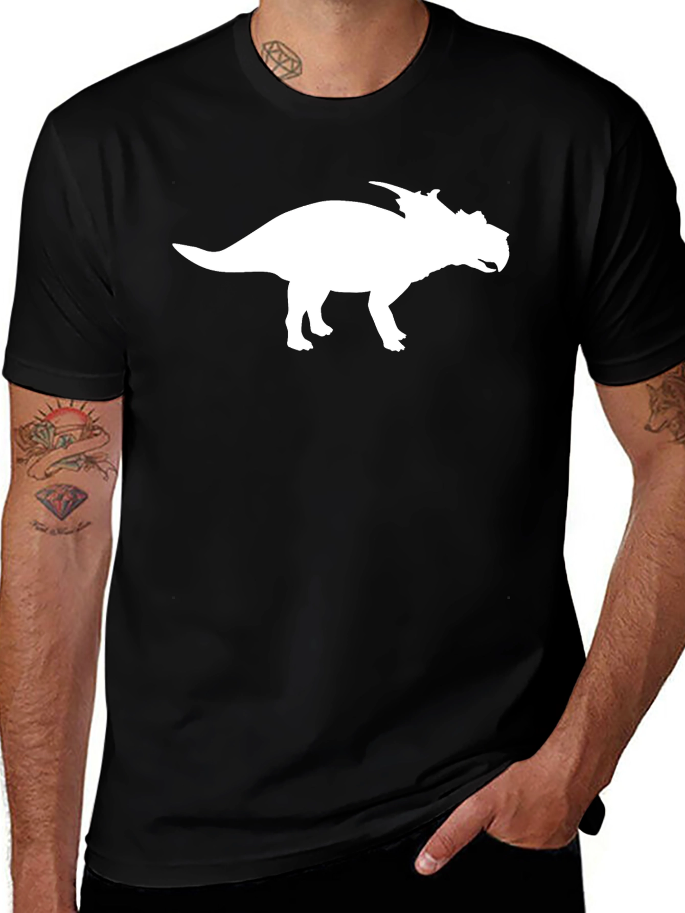 Variant 11 of Dinosaur Silhouette Graphic Tee - Stylish Black T-Shirt