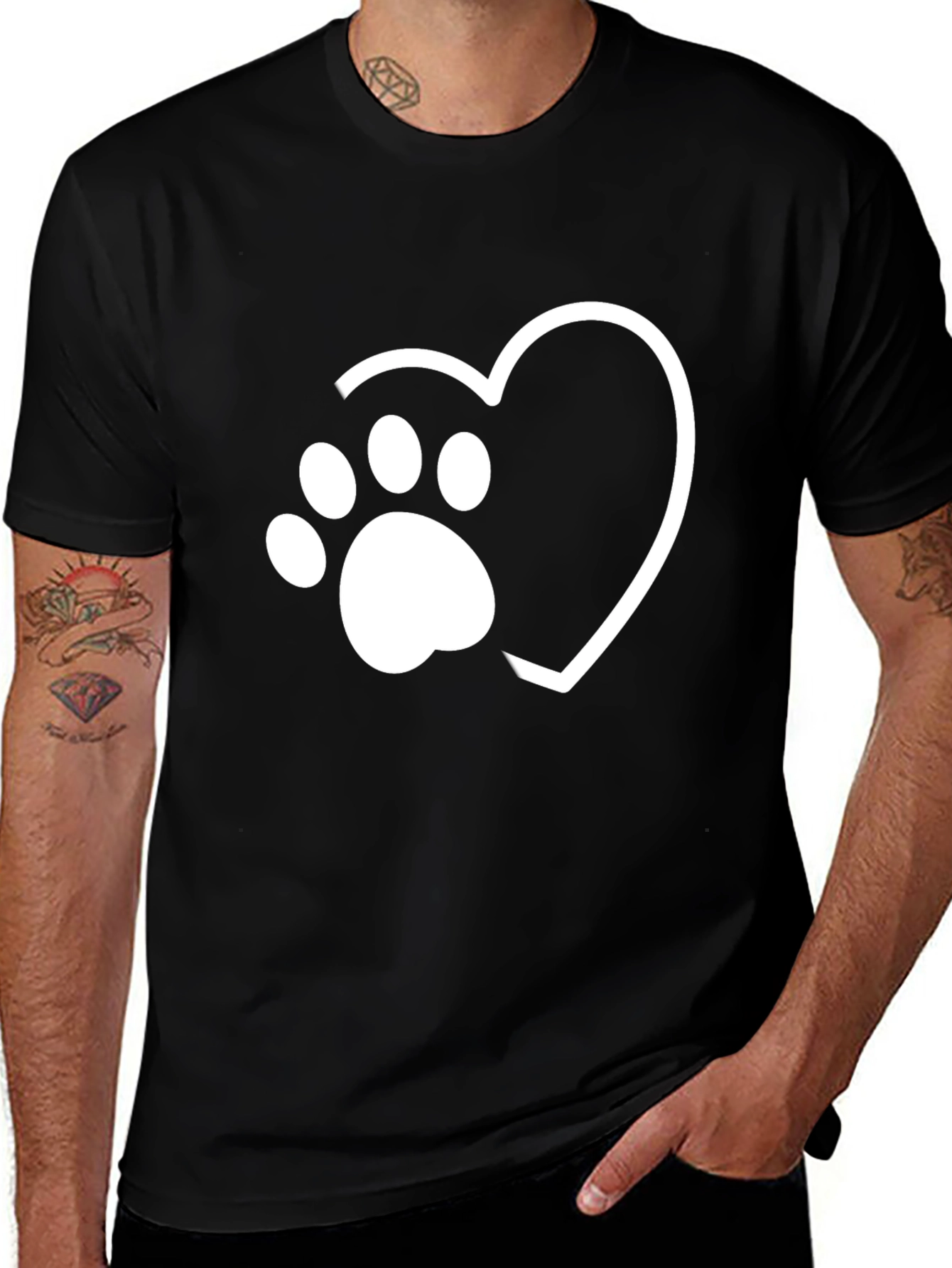 Variant 26 of Paw Print Heart T-Shirt - Black