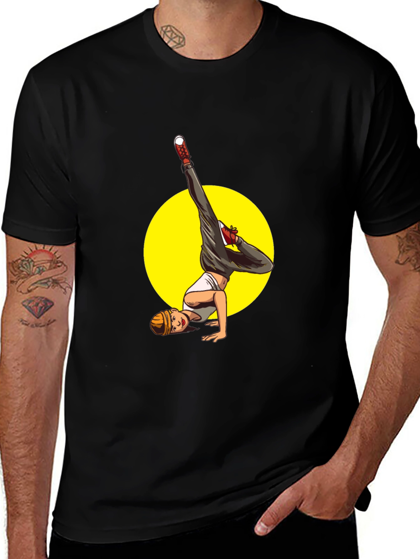 Variant 3 of Black T-Shirt with Breakdancer Graphic