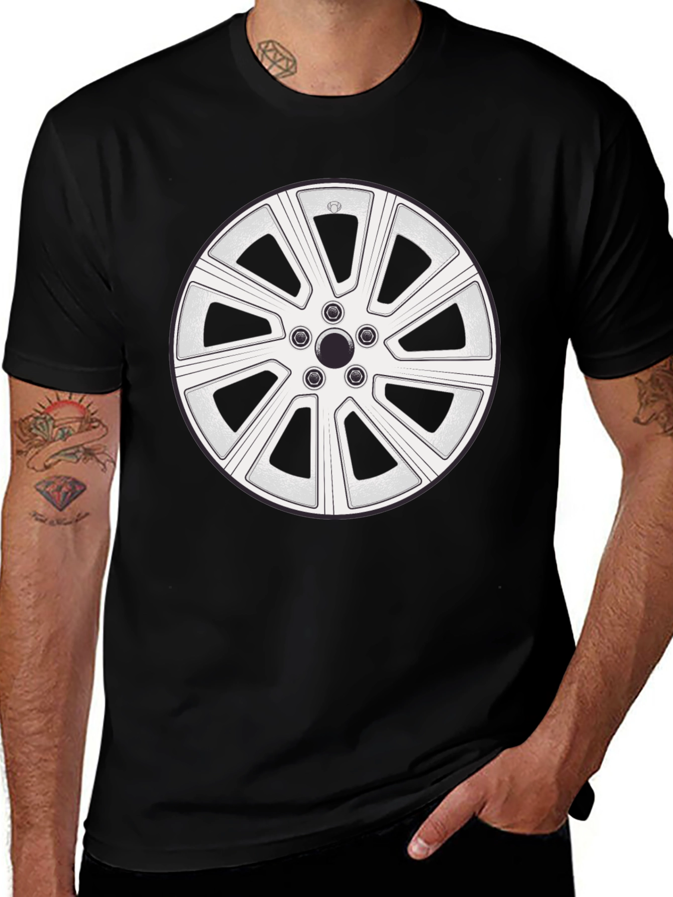 Variant 22 of Wheel Design Black T-Shirt - Automotive Enthusiast Apparel