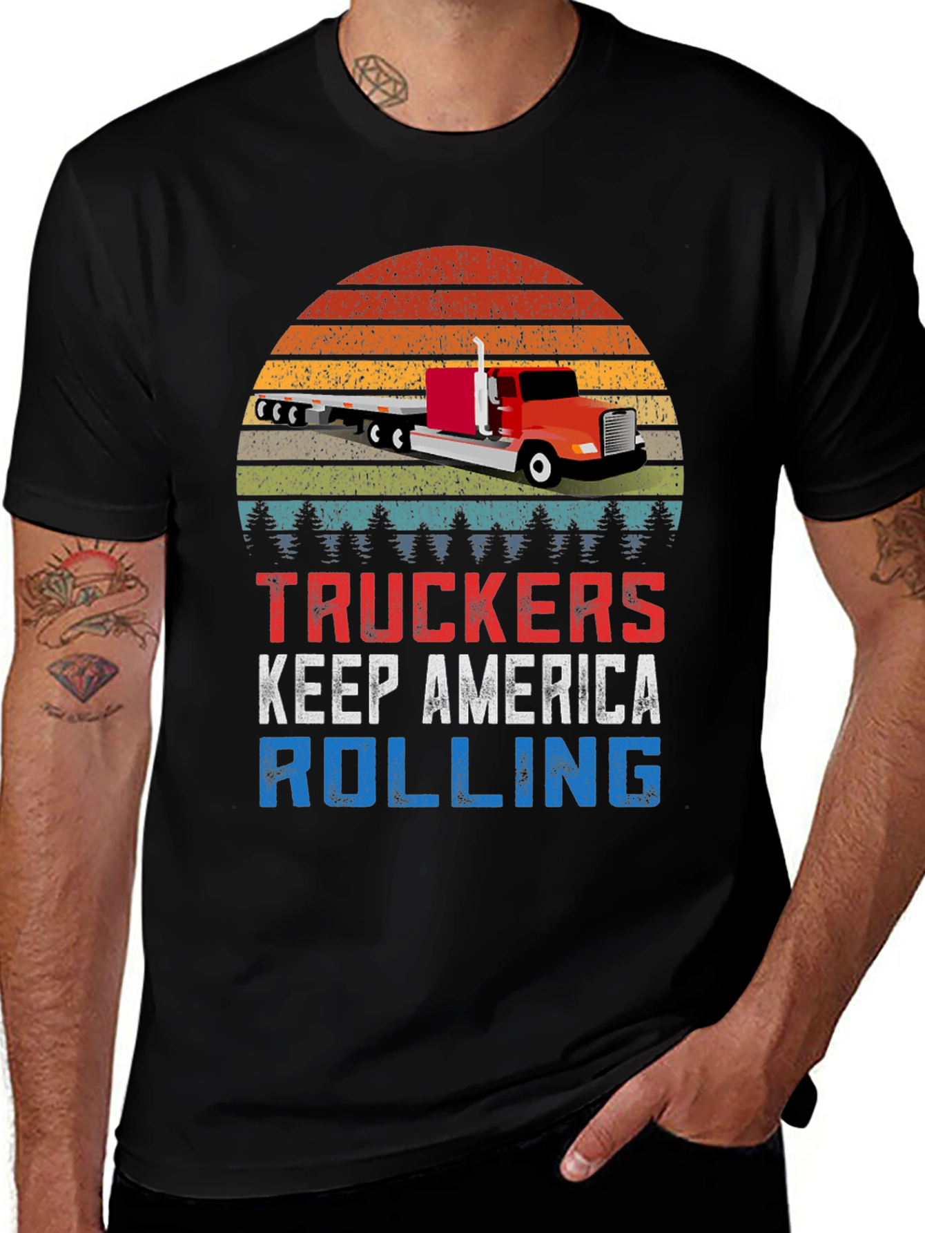 Variant 22 of Truckers Keep America Rolling Graphic T-Shirt