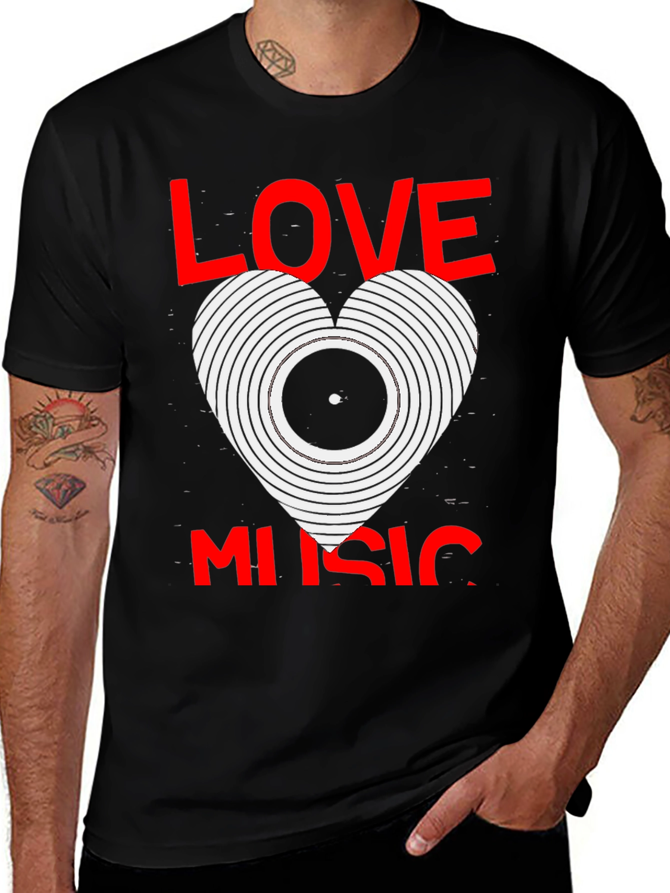 Love Music Graphic Tee - Black Cotton T-Shirt