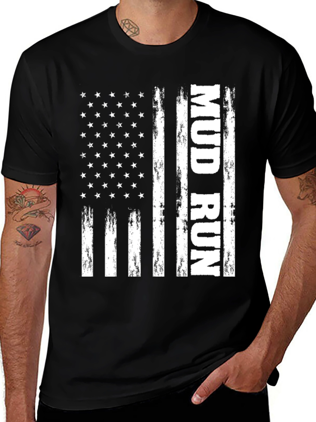 Mud Run American Flag Graphic T-Shirt