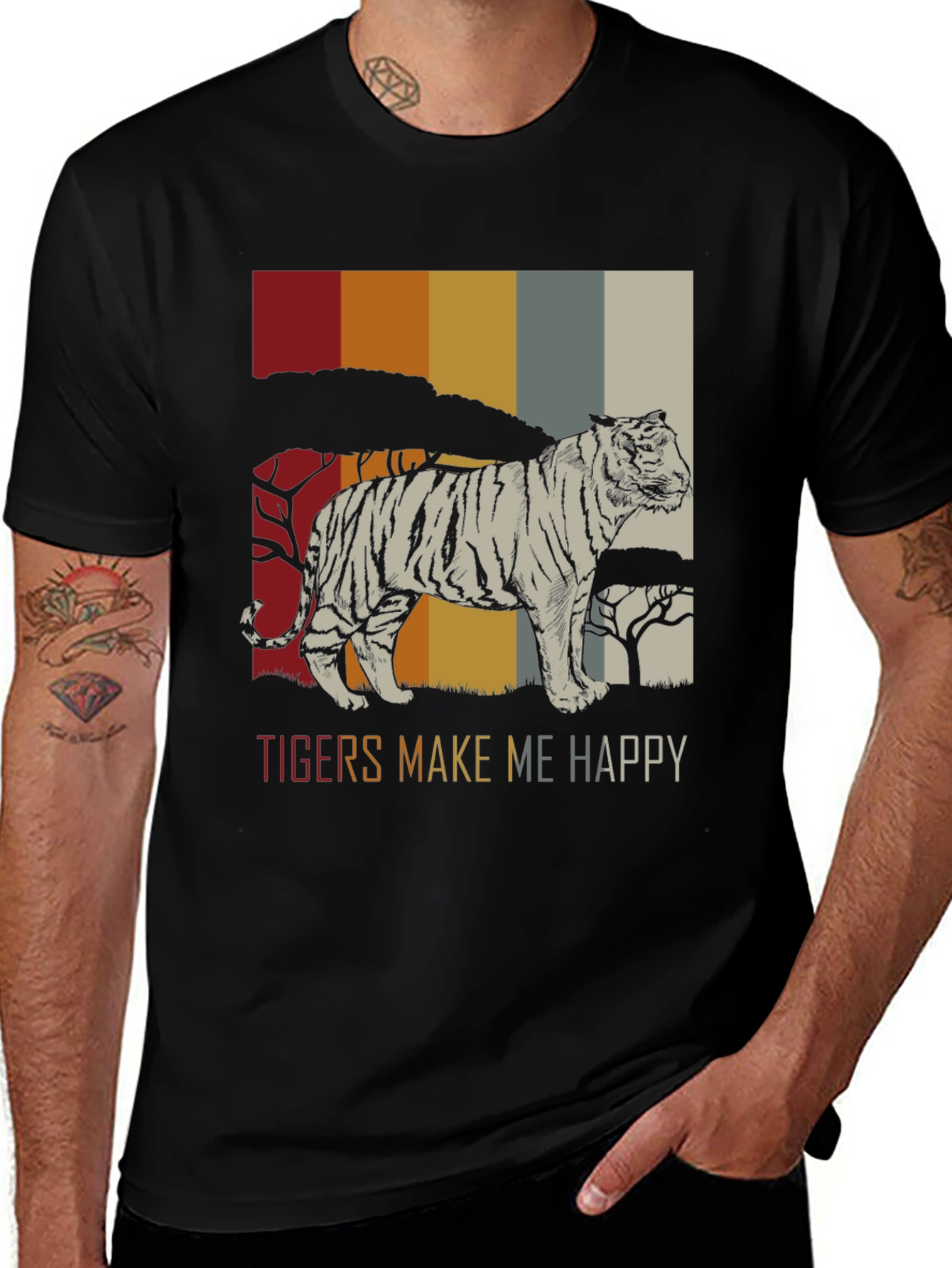 Variant 21 of Tigers Make Me Happy Graphic Tee - Retro Style