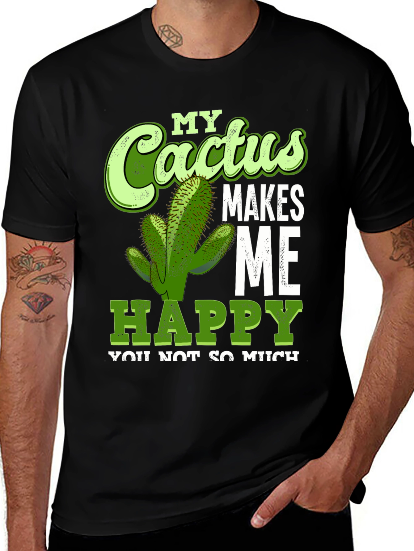 Variant 26 of Cactus Makes Me Happy T-Shirt Funny Graphic Tee