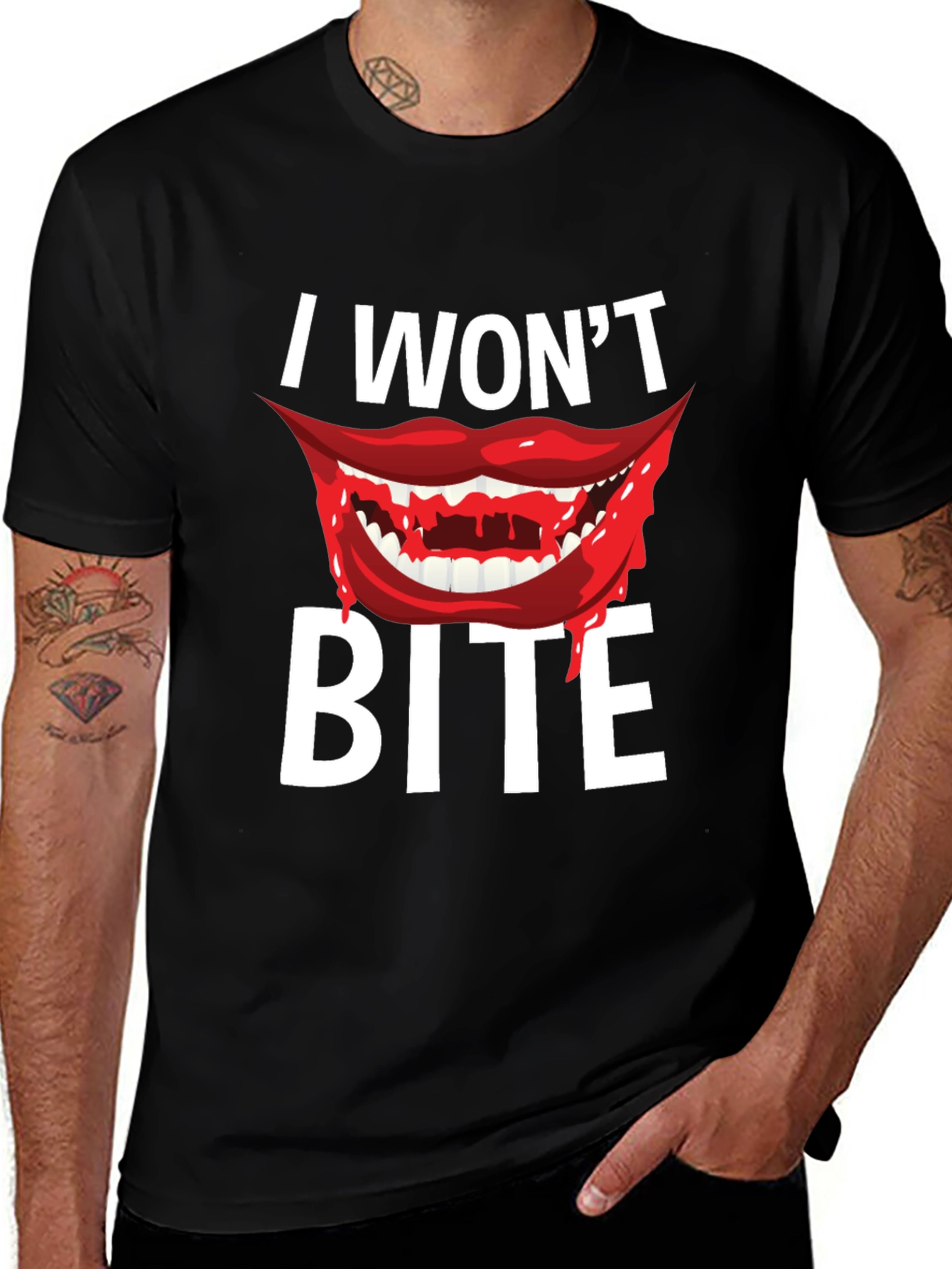 Variant 28 of I Won't Bite Vampire Graphic T-Shirt