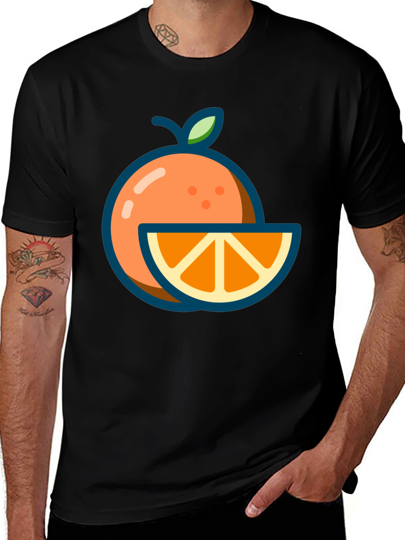 Orange Graphic Black T-Shirt