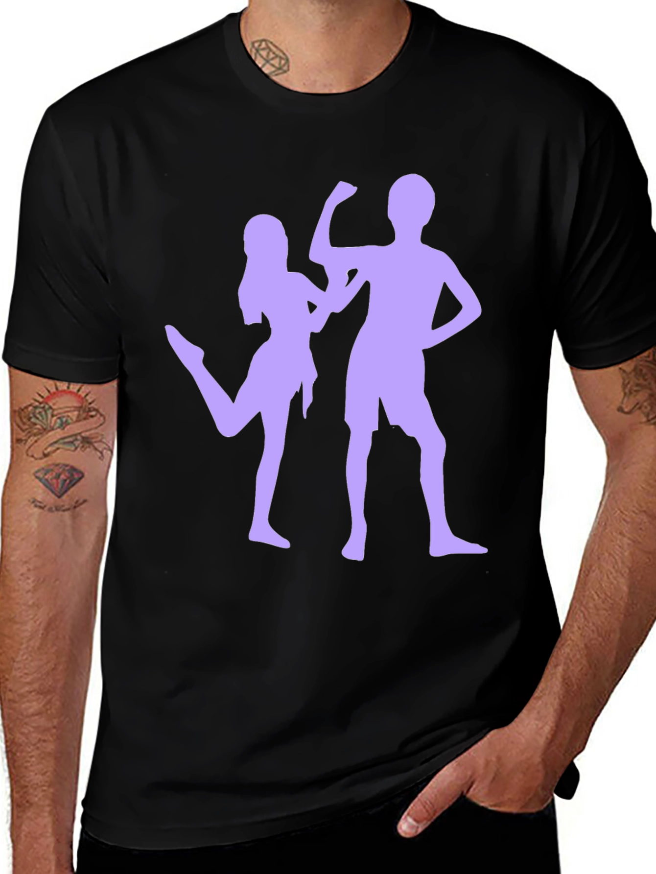 Dancing Couple Graphic T-Shirt - Black Crew Neck Tee