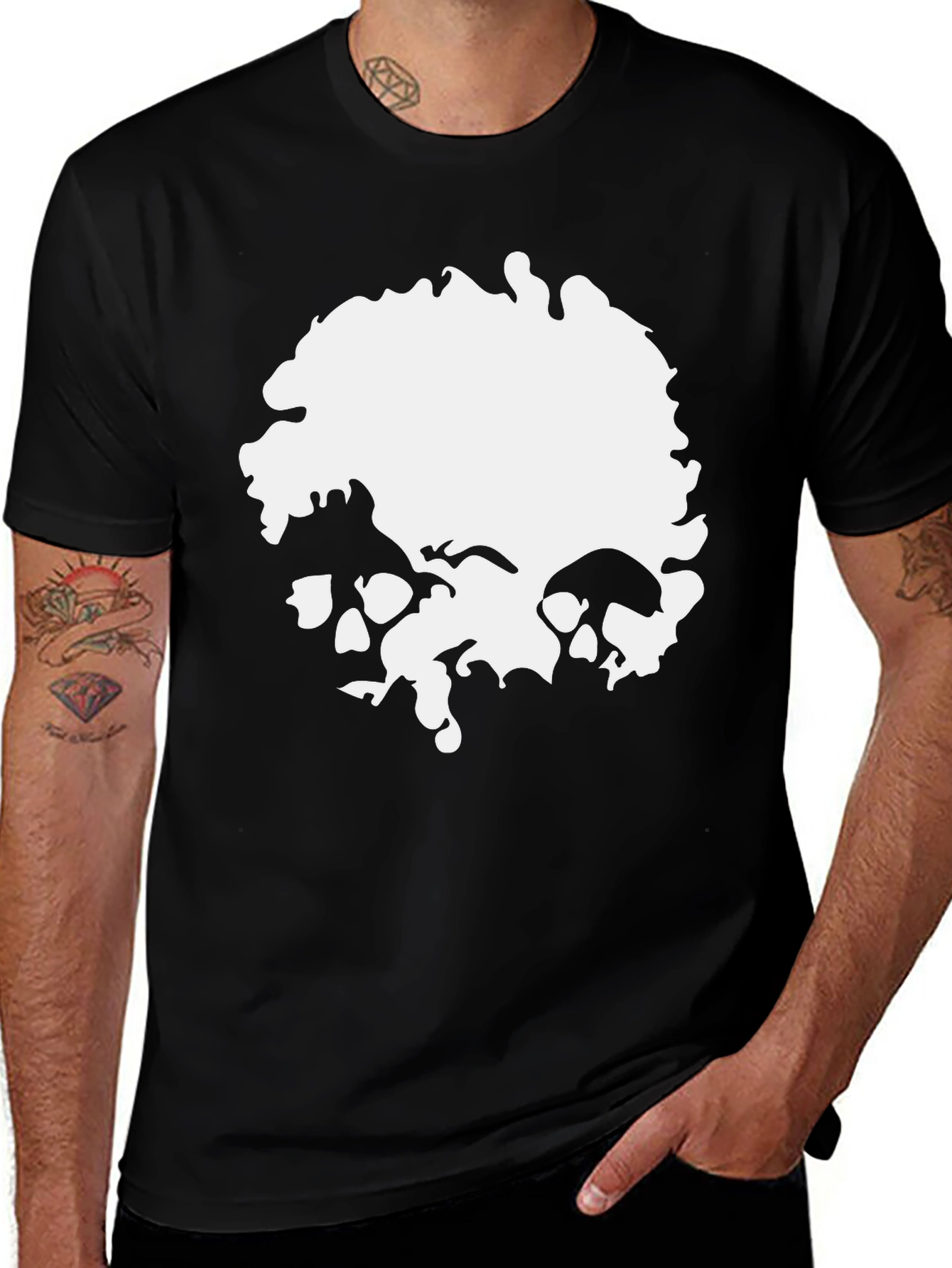 Variant 18 of Skull Graphic Print Men's T-Shirt - Black