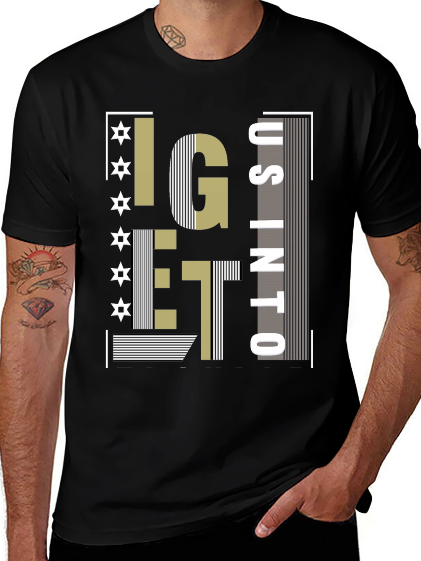 Black Stylish Graphic Tee - I Get Us Into... main image