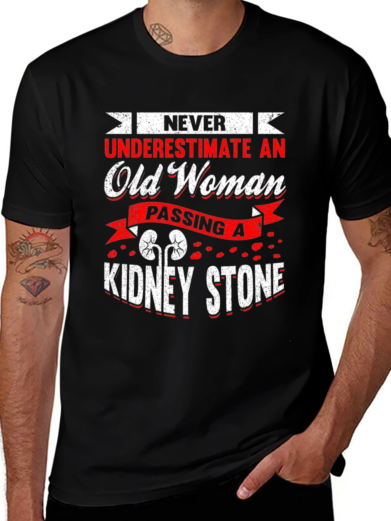 Black Never Underestimate Old Woman Kidney Stone T-Shirt main image