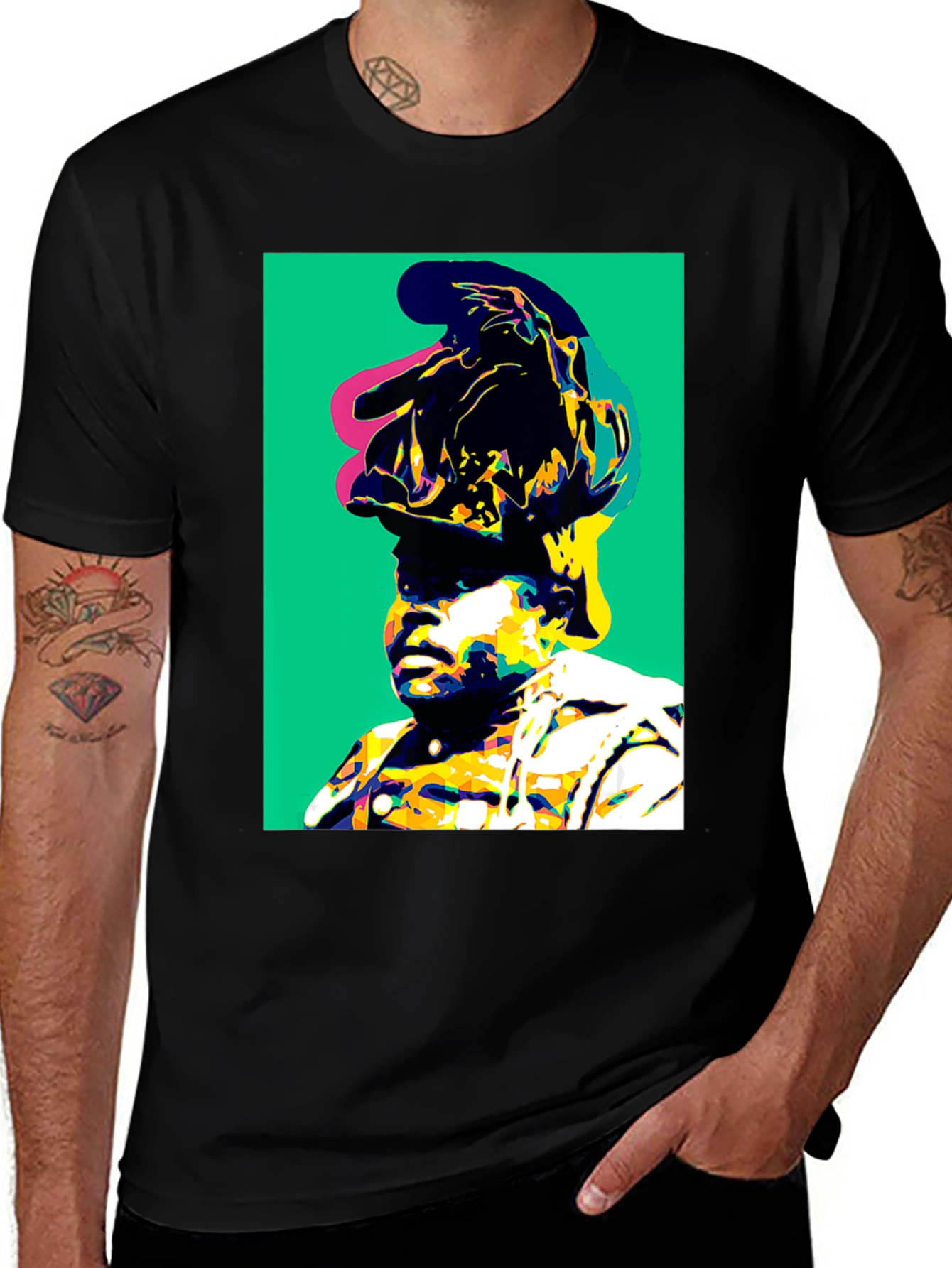 Variant 3 of Pop Art Portrait Graphic Tee - Vivid Black