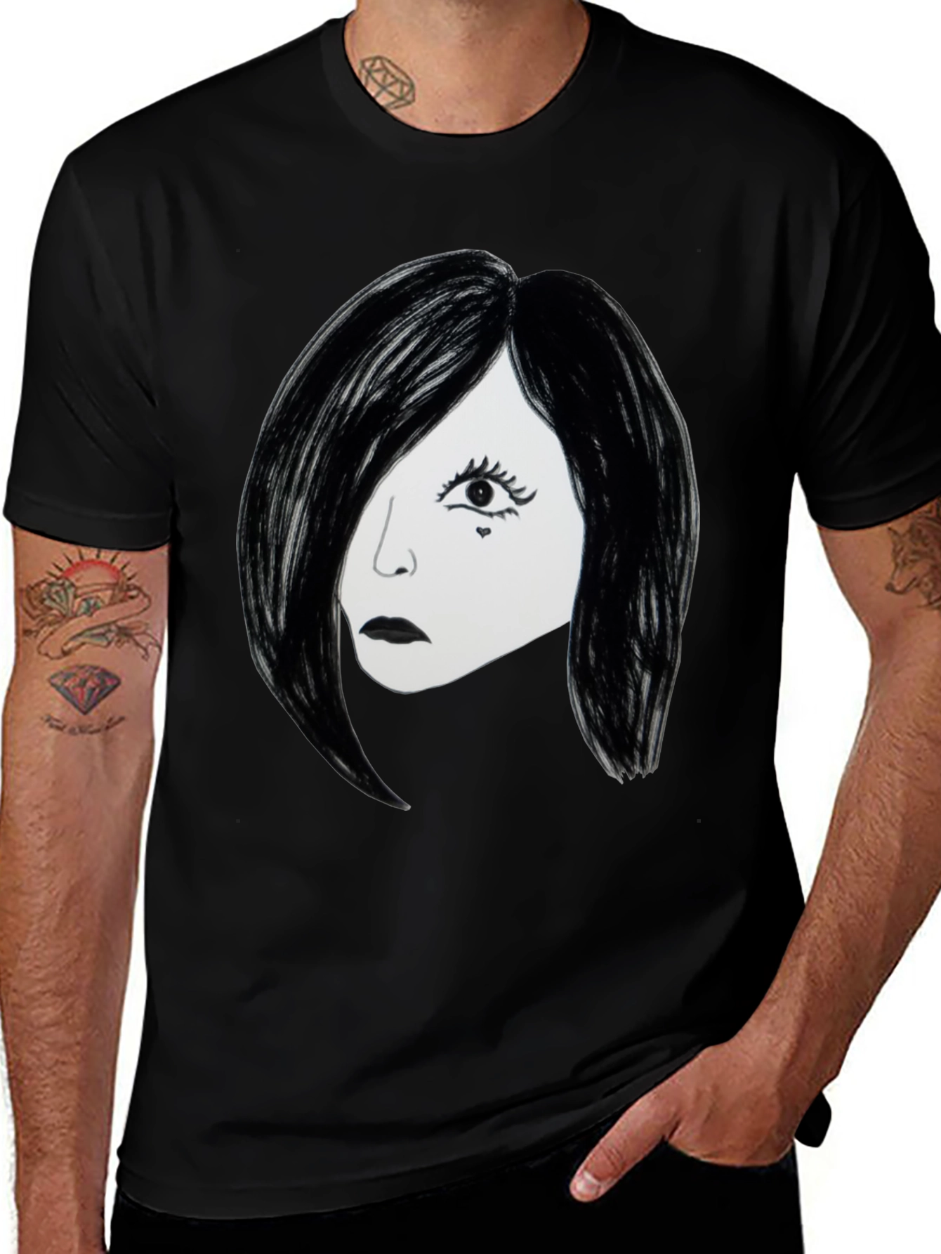 Variant 29 of Emo Girl Graphic T-Shirt - Black Cotton Tee