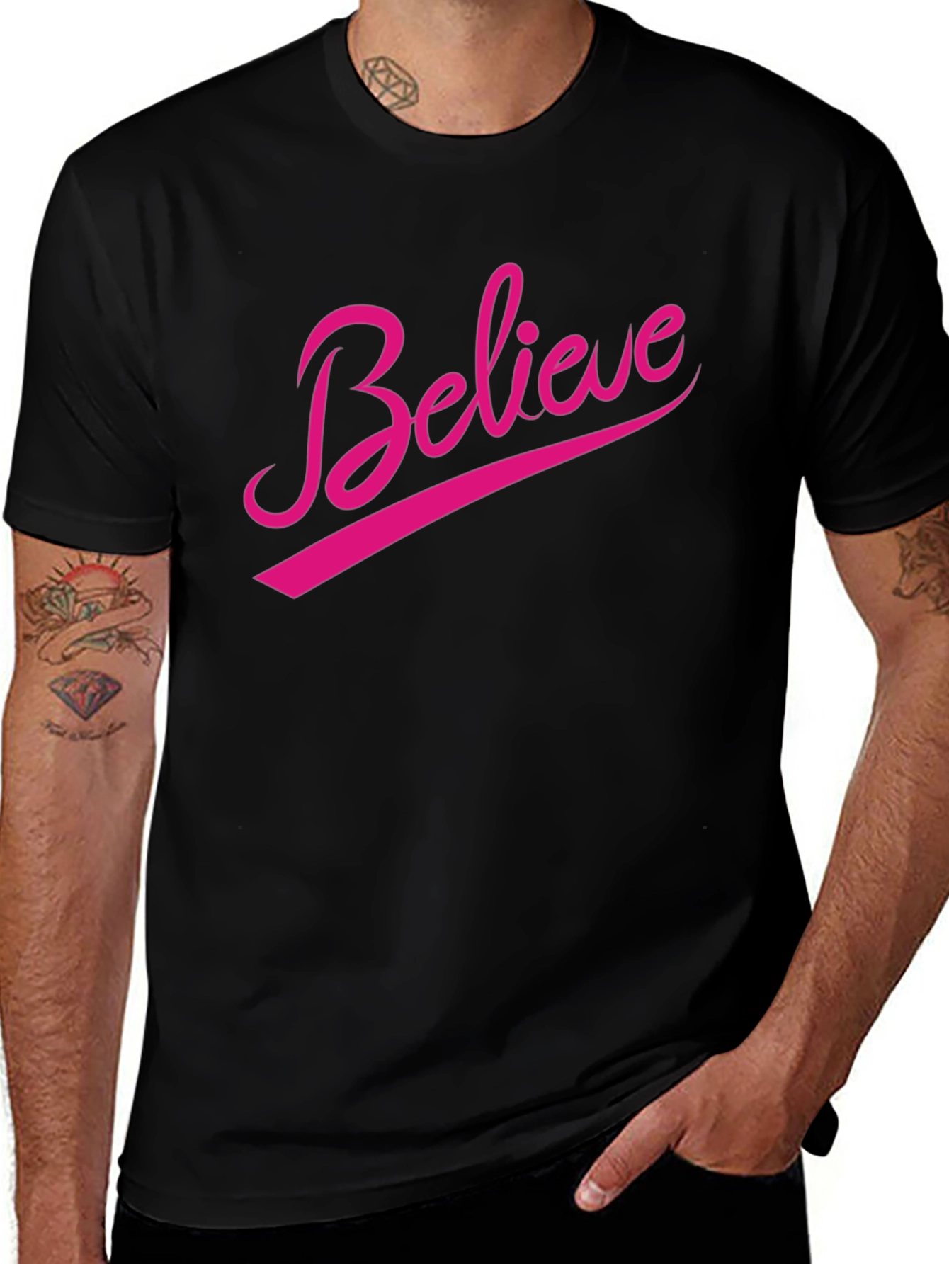 Variant 10 of Believe Graphic Tee - Black Casual T-Shirt