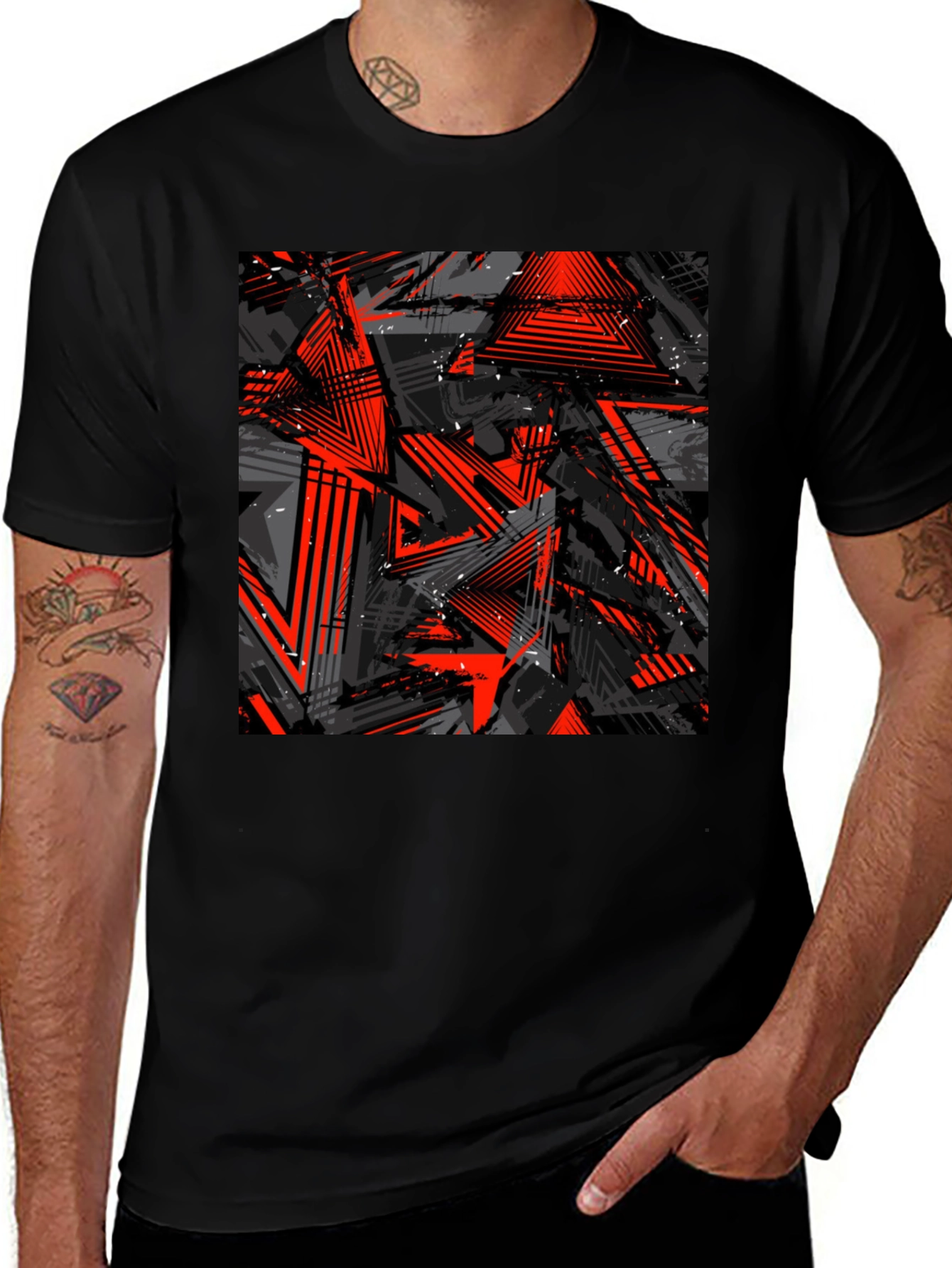 Variant 25 of Abstract Graphic Print Black T-Shirt