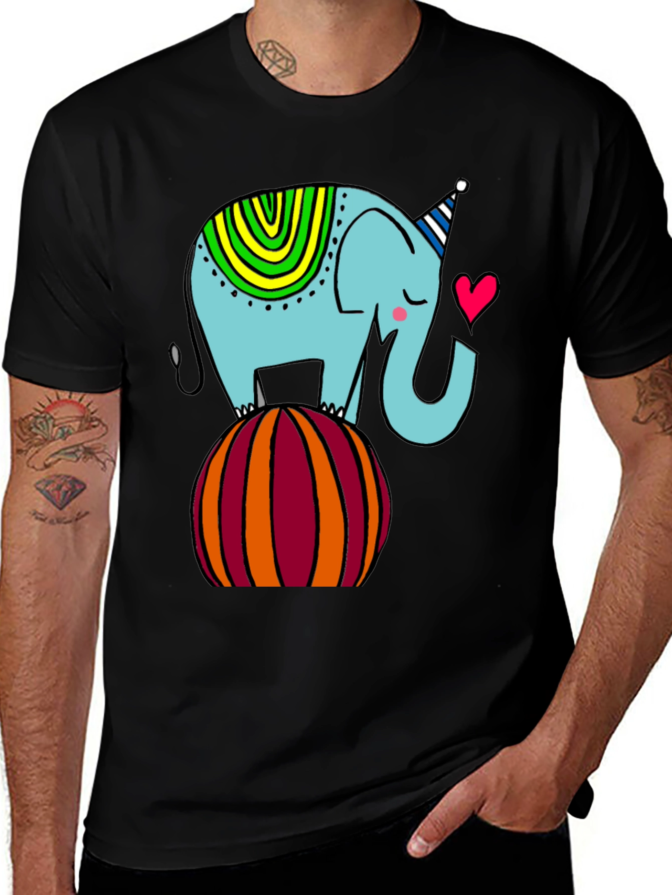 Variant 17 of Elephant on Ball Graphic Tee - Cute Cartoon Style