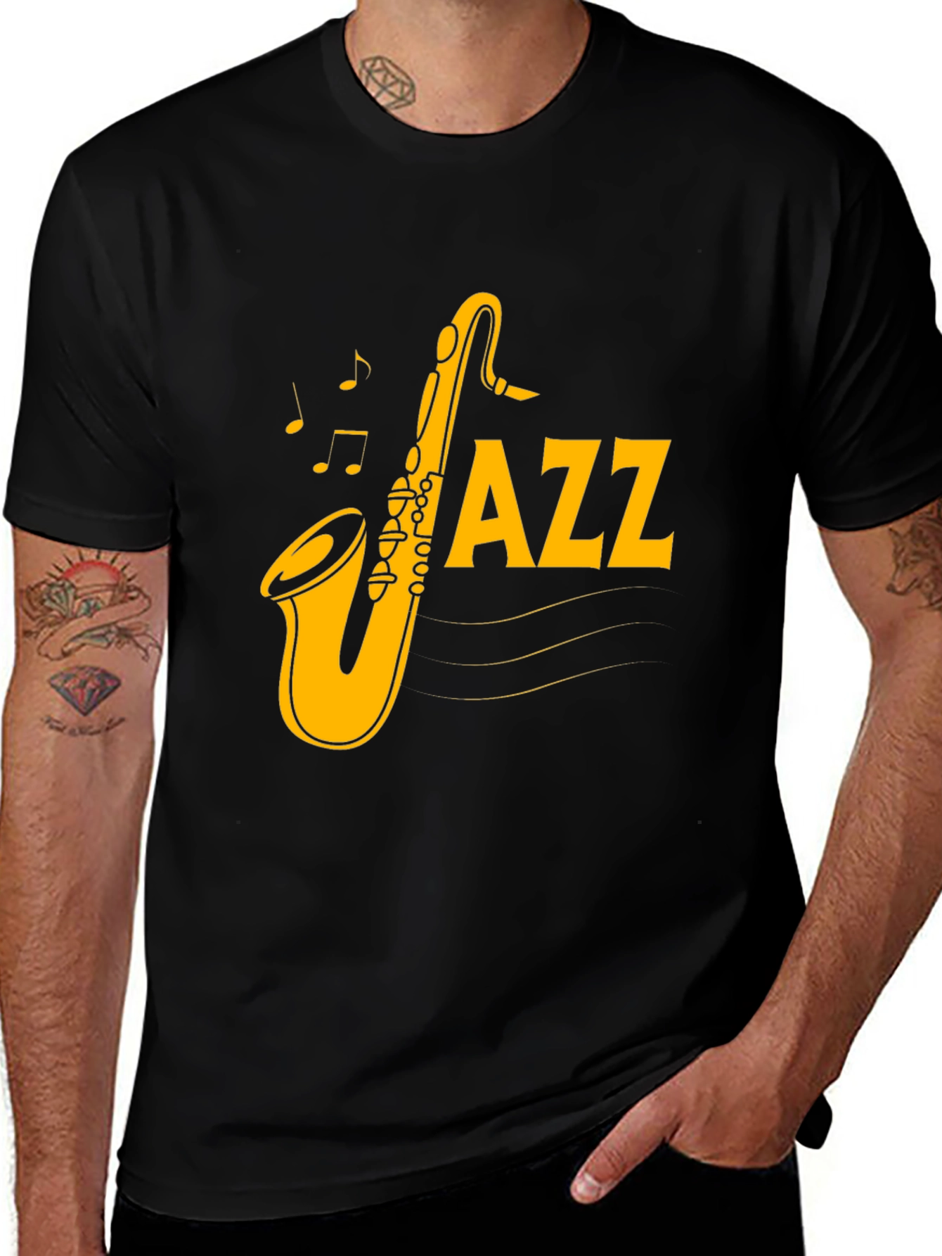 Variant 22 of Jazz Saxophone Graphic Black T-Shirt