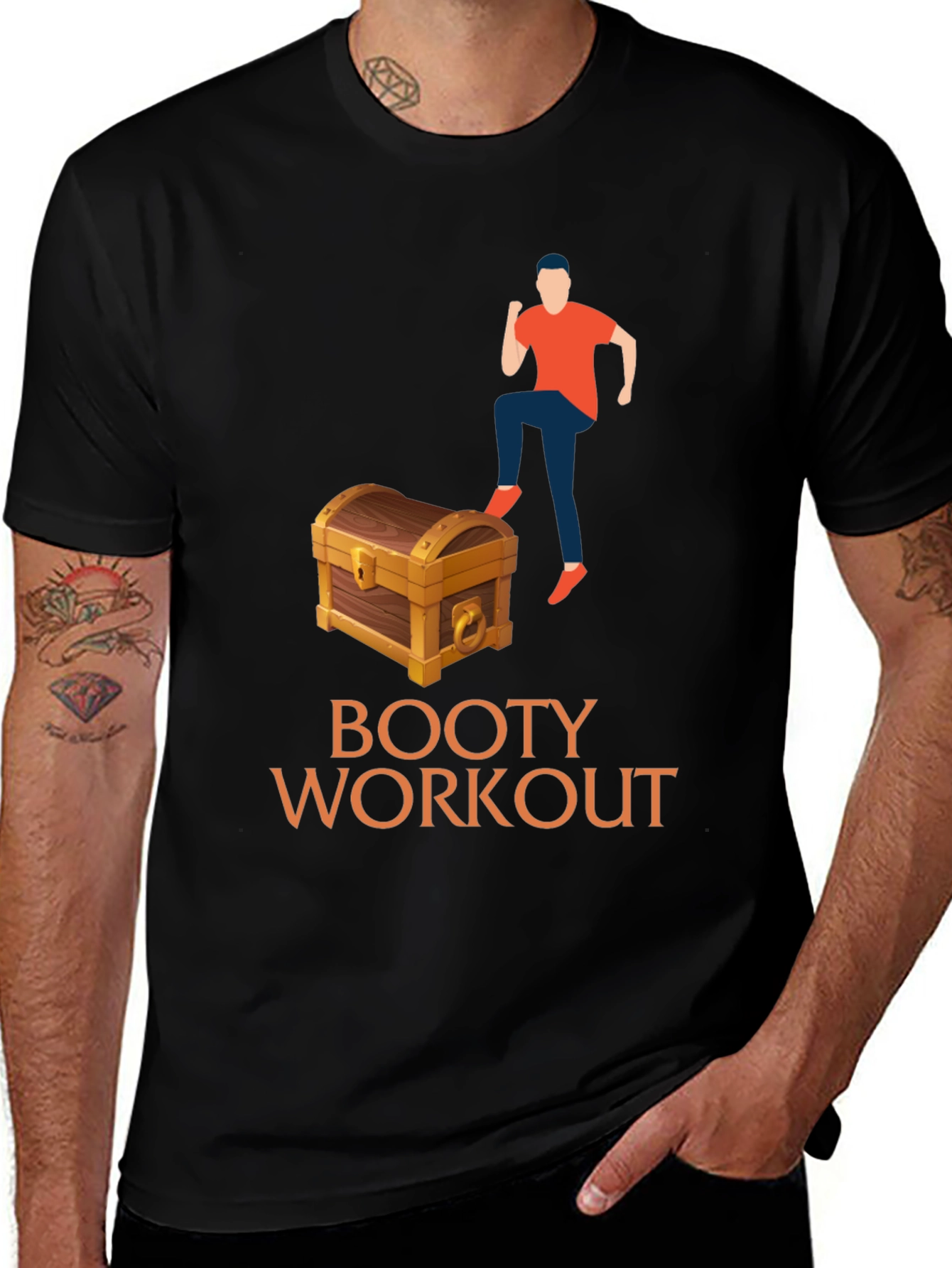 Variant 20 of Booty Workout T-Shirt - Treasure Chest Design
