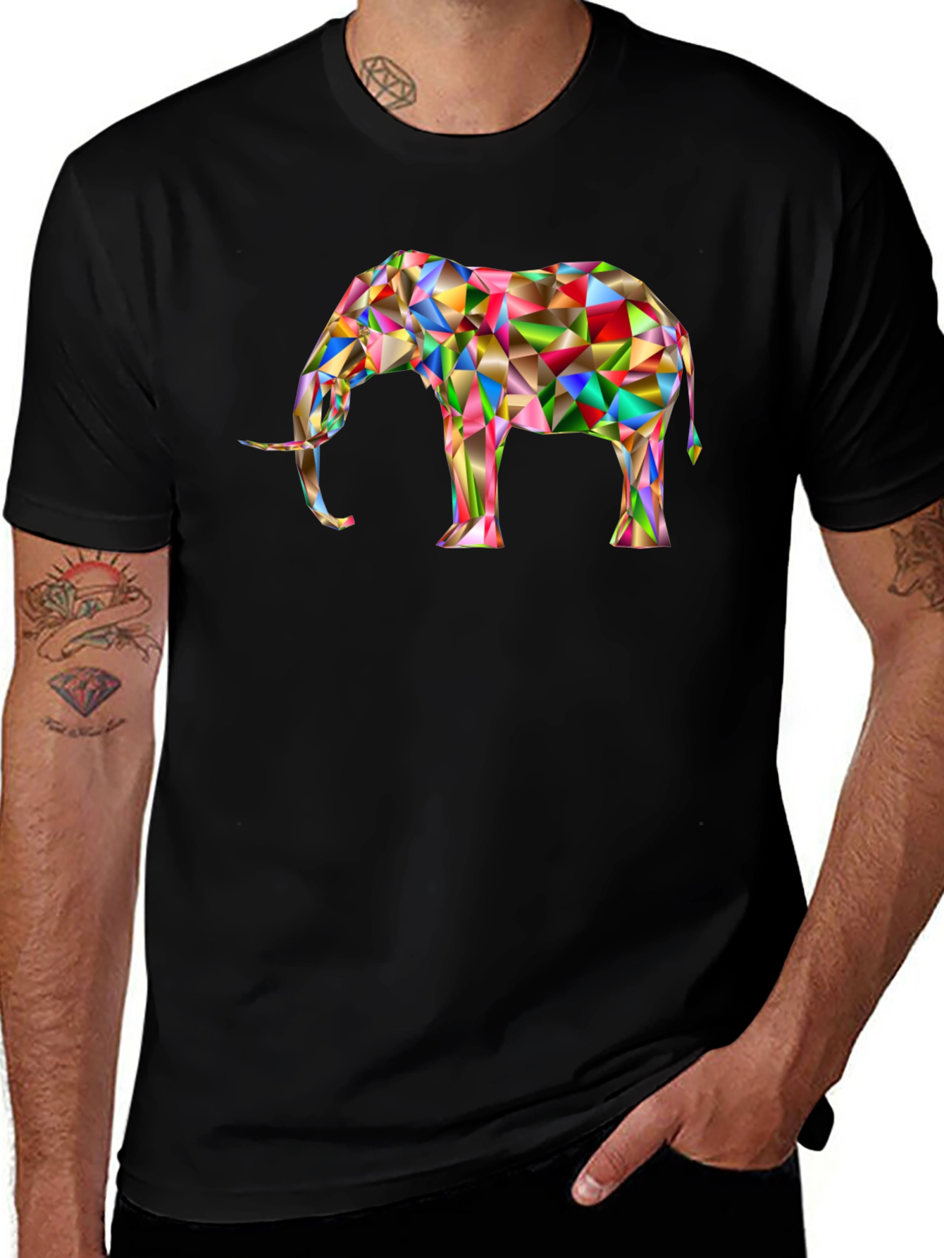 Variant 18 of Abstract Elephant T-Shirt - Geometric Design