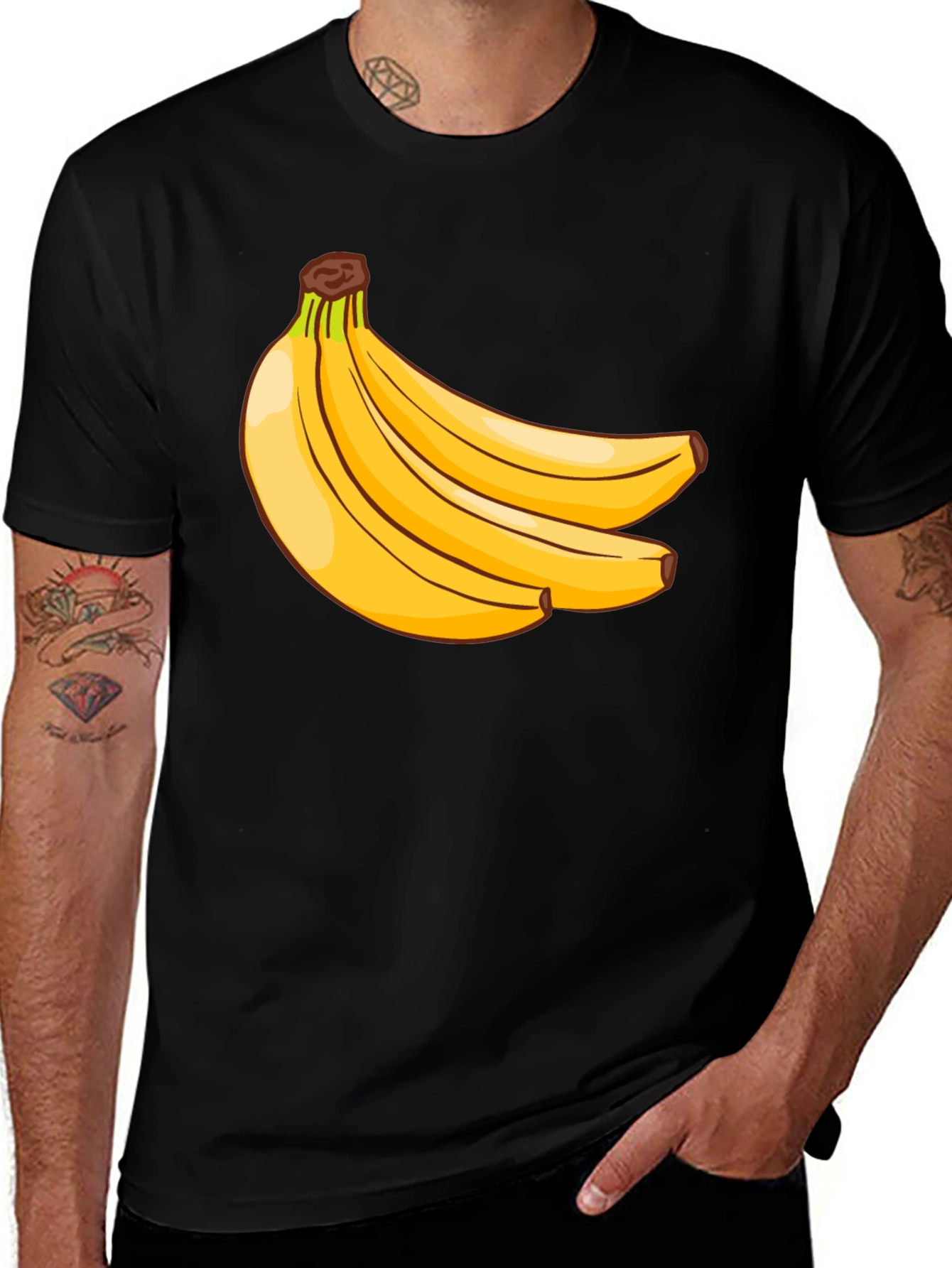 Variant 10 of Banana Bunch Graphic Tee - Casual Black T-Shirt