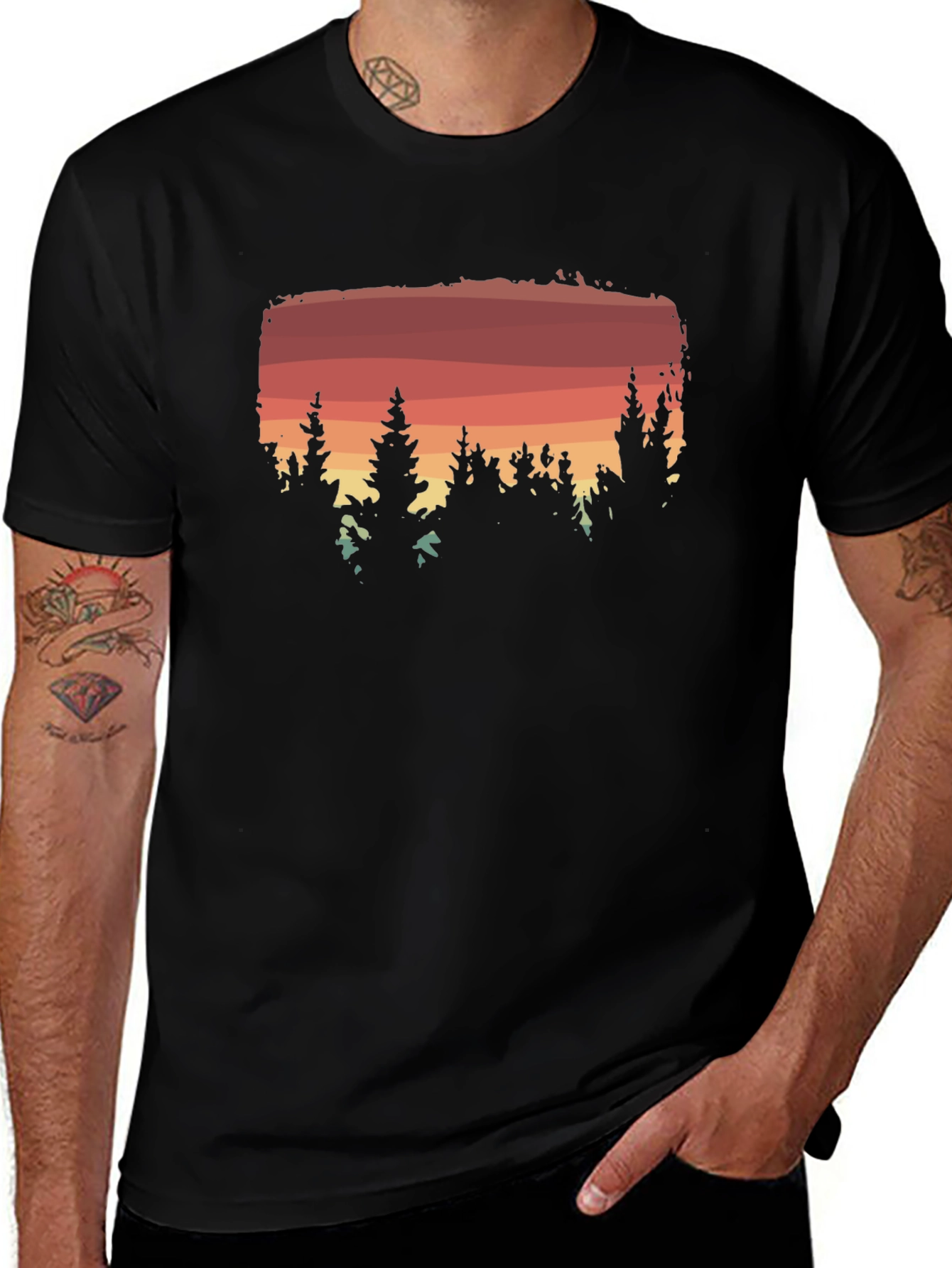 Variant 21 of Sunset Forest Graphic Tee - Nature Lover's Shirt