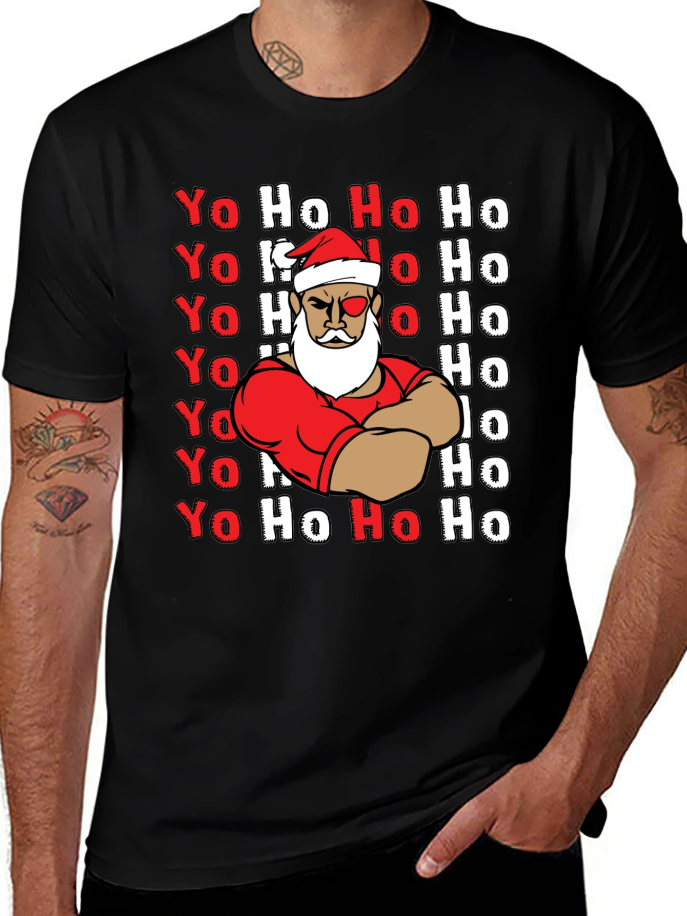 Variant 10 of Yo Ho Ho Graphic Tee - Santa Claus Christmas