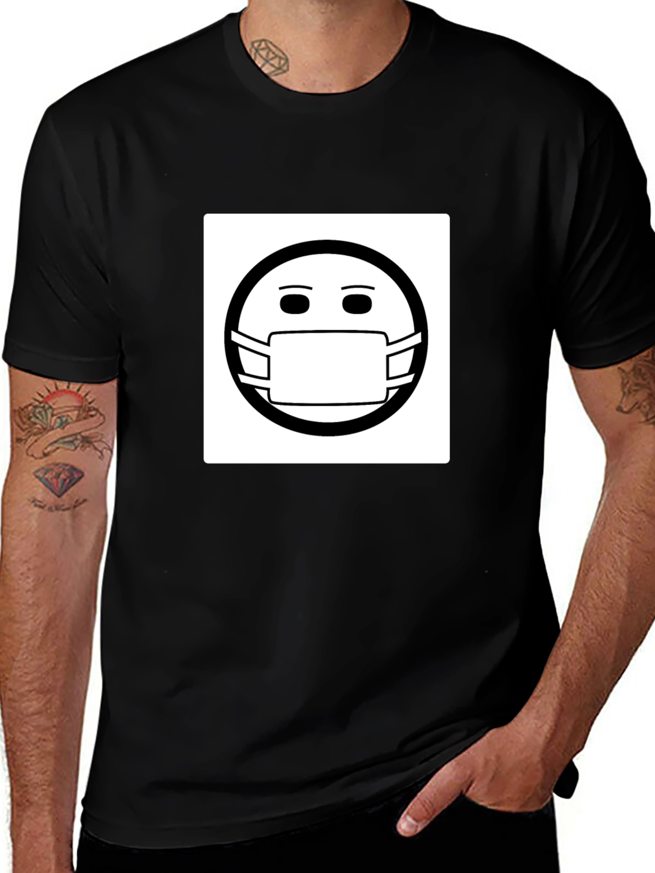Variant 28 of Masked Smiley T-Shirt - Stay Safe, Stay Stylish