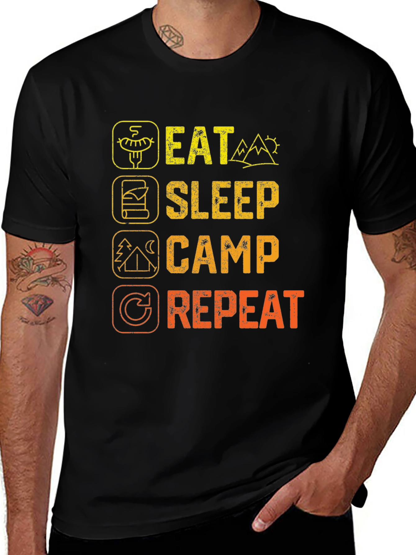 Variant 22 of Eat Sleep Camp Repeat Graphic Tee
