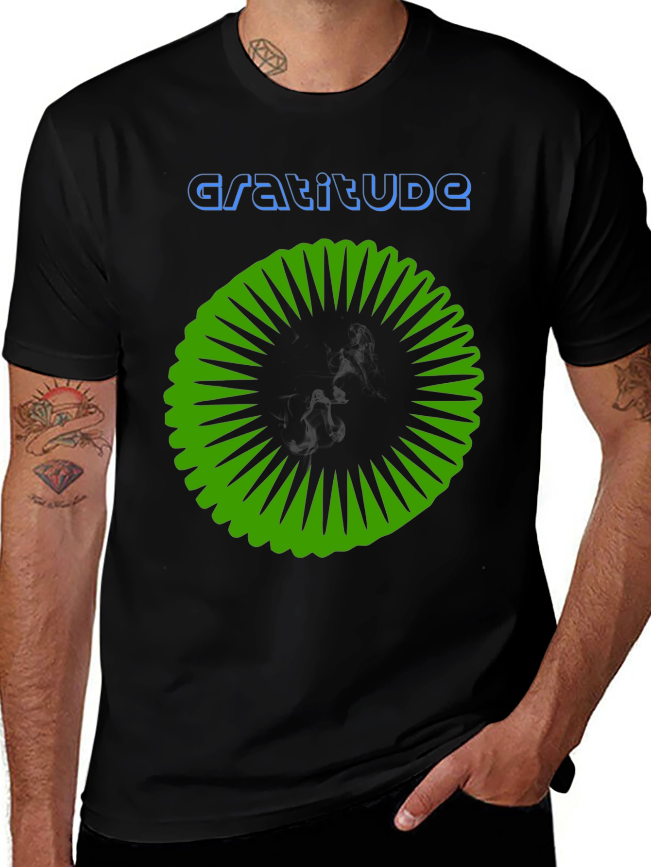 Variant 17 of Gratitude Graphic Print Black T-Shirt