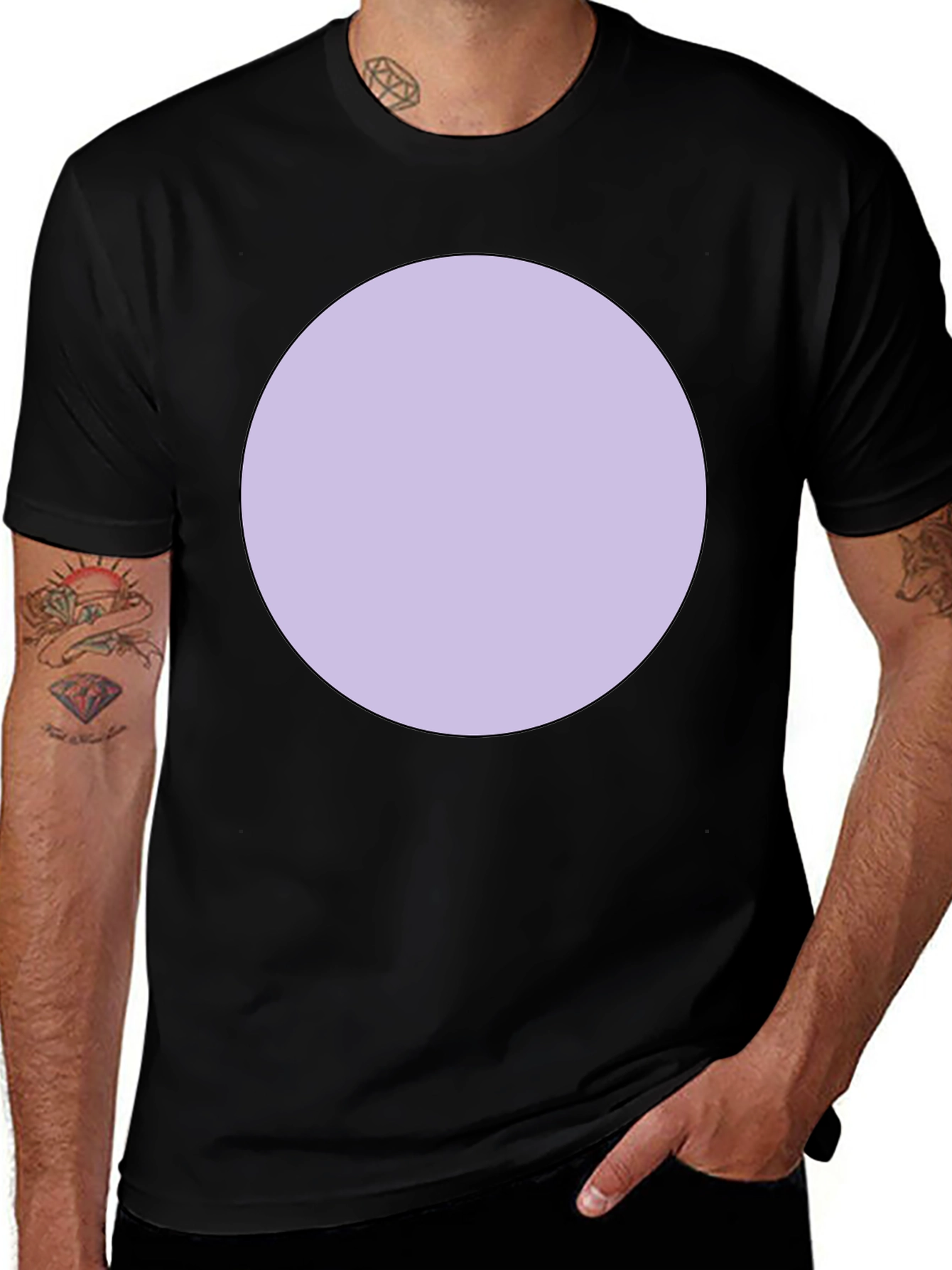 Variant 20 of Men's Black T-Shirt with Lavender Circle Graphic
