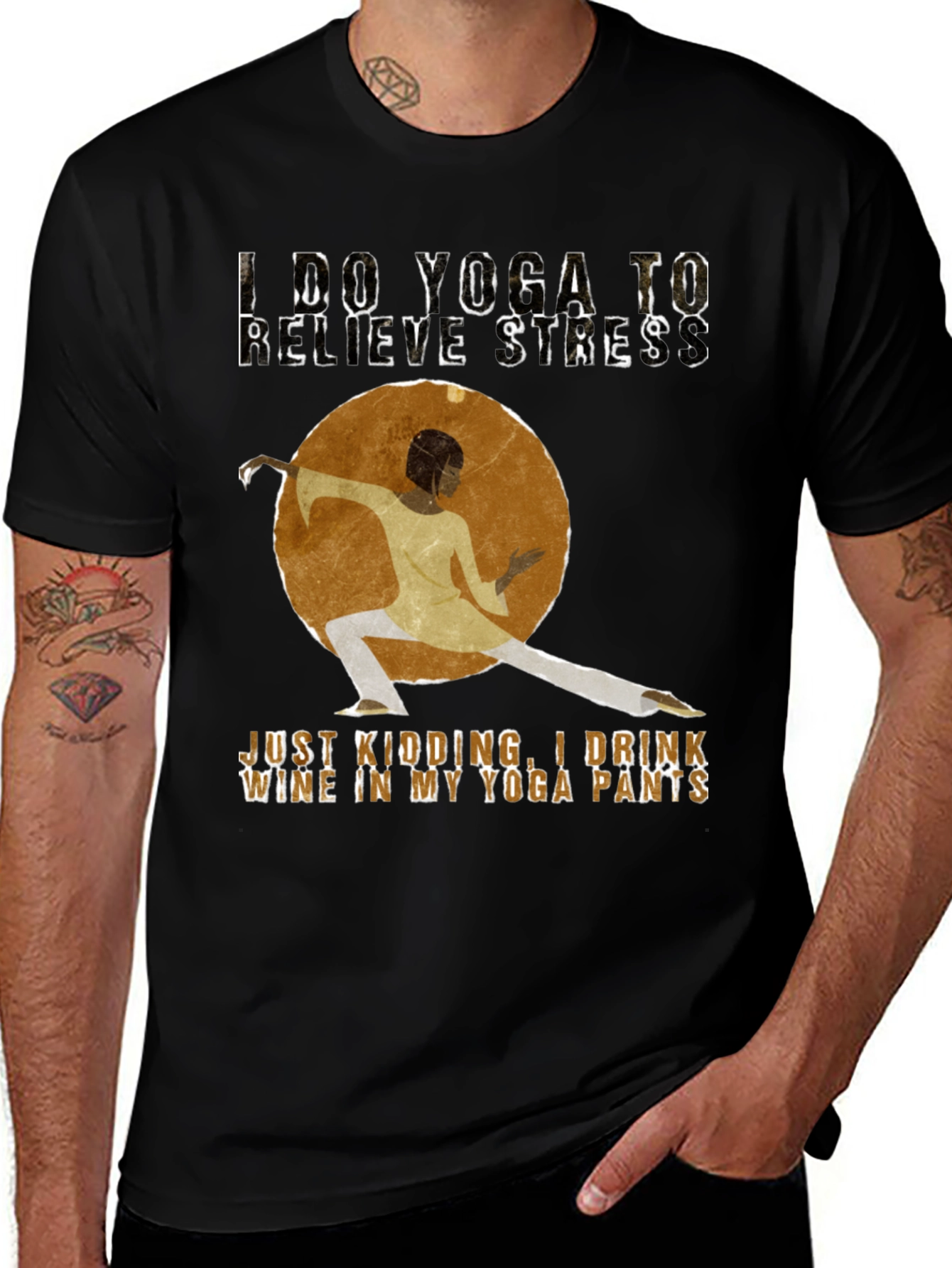 Variant 23 of Yoga & Wine T-Shirt - Believe Stress